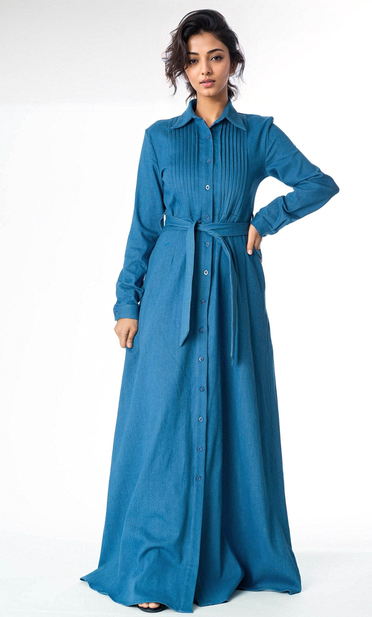 Denim button down maxi dress Kabayare