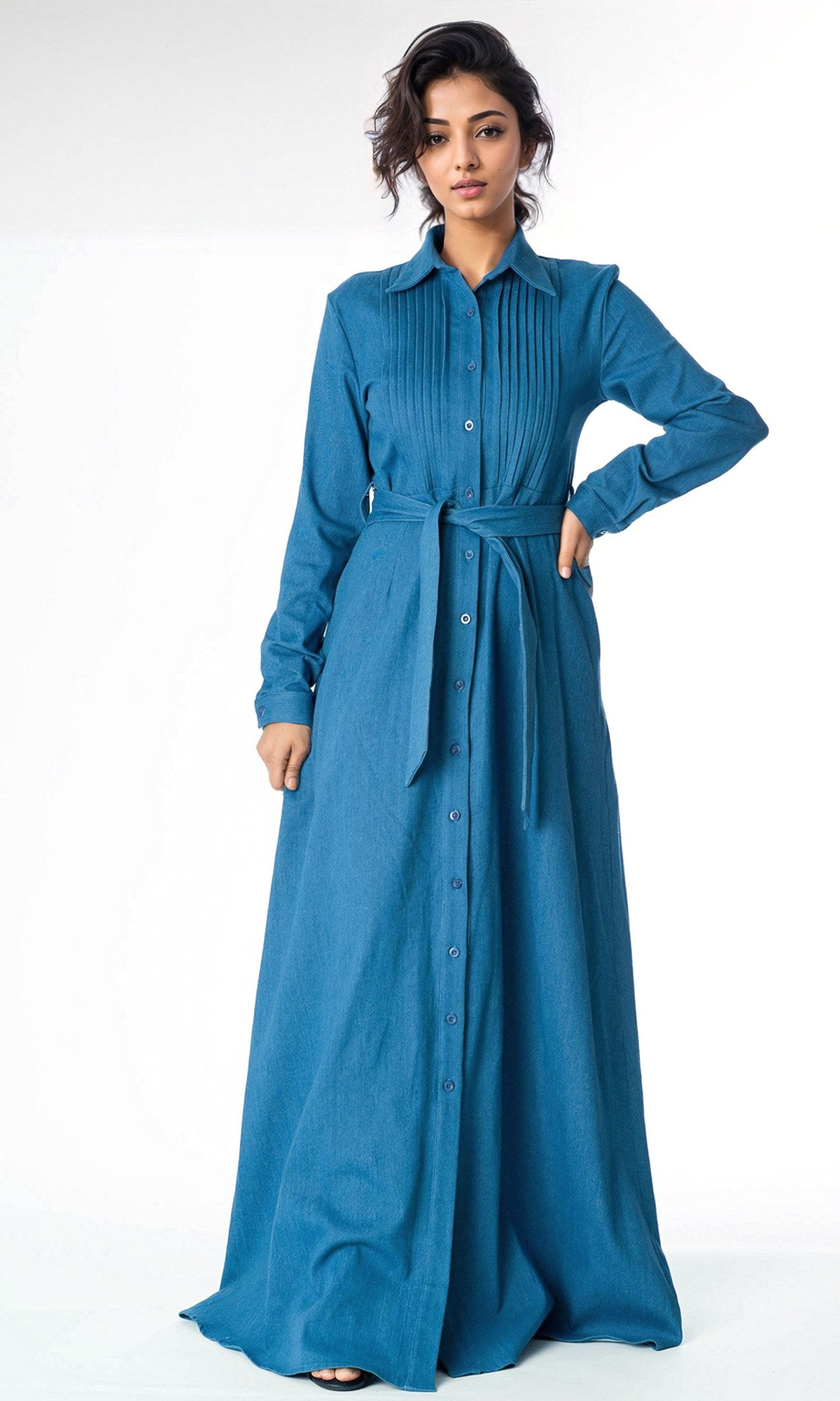 Denim button down maxi dress Kabayare