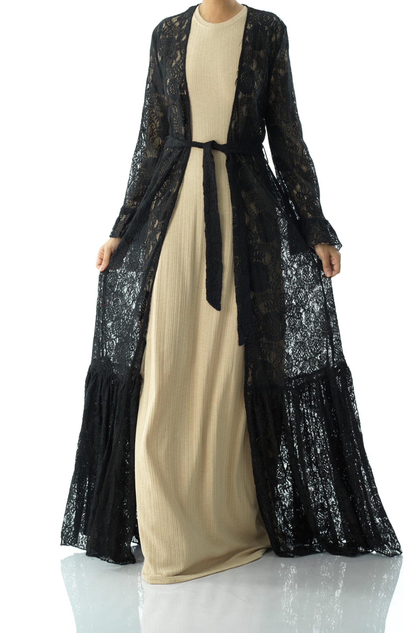 Dream lace maxi ruffle cardigan Kabayare