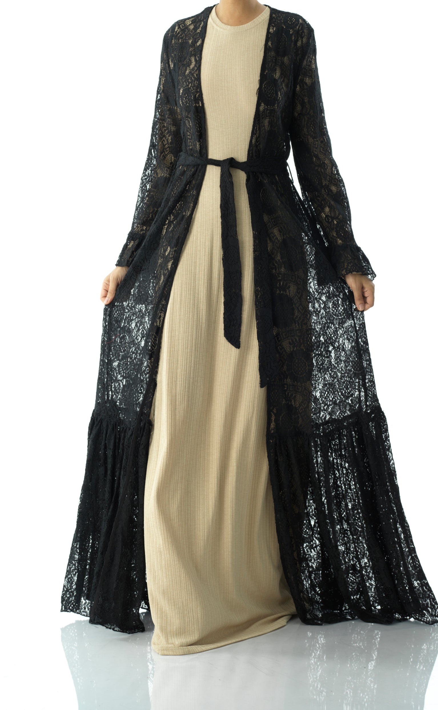 Dream lace maxi ruffle cardigan Kabayare