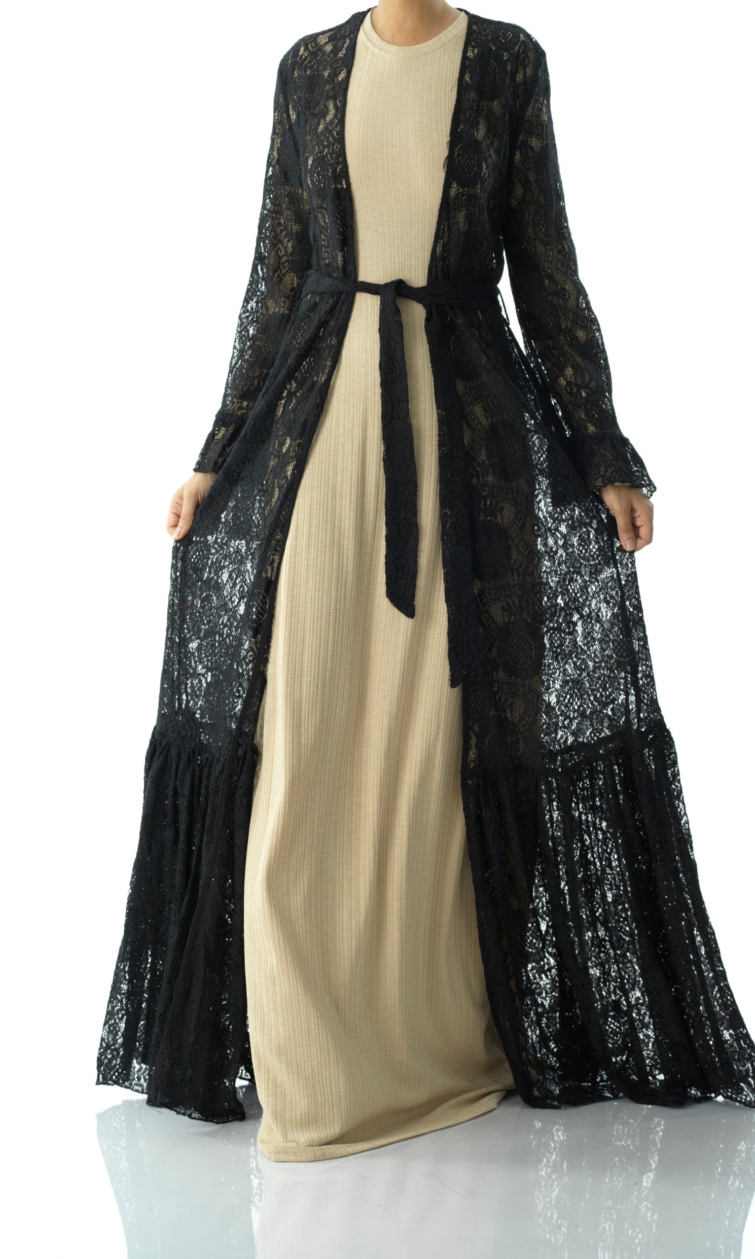 Dream lace maxi ruffle cardigan Kabayare