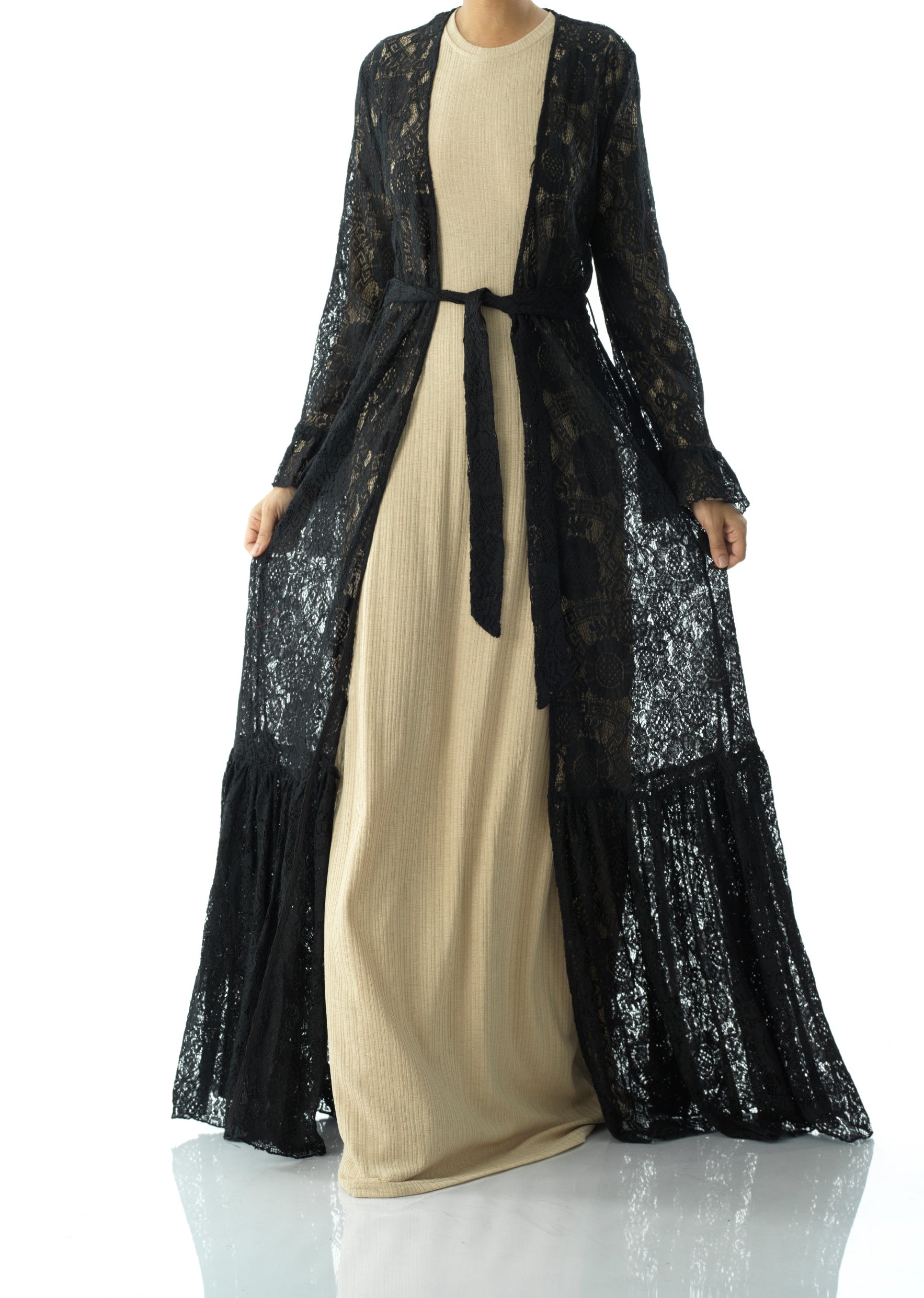 Dream lace maxi ruffle cardigan Kabayare