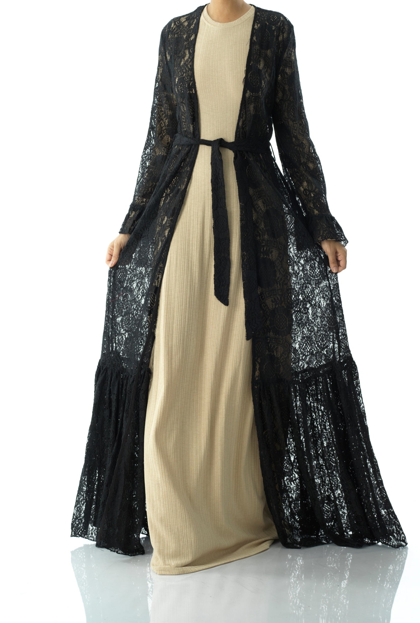 Dream lace maxi ruffle cardigan Kabayare