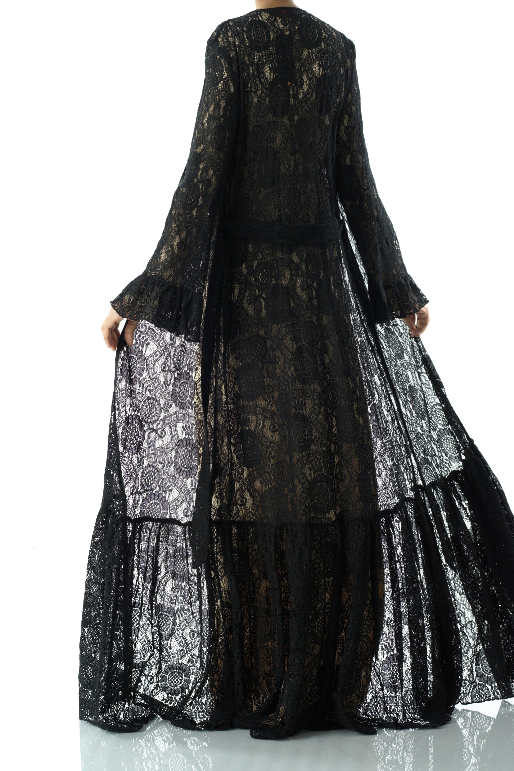Dream lace maxi ruffle cardigan Kabayare