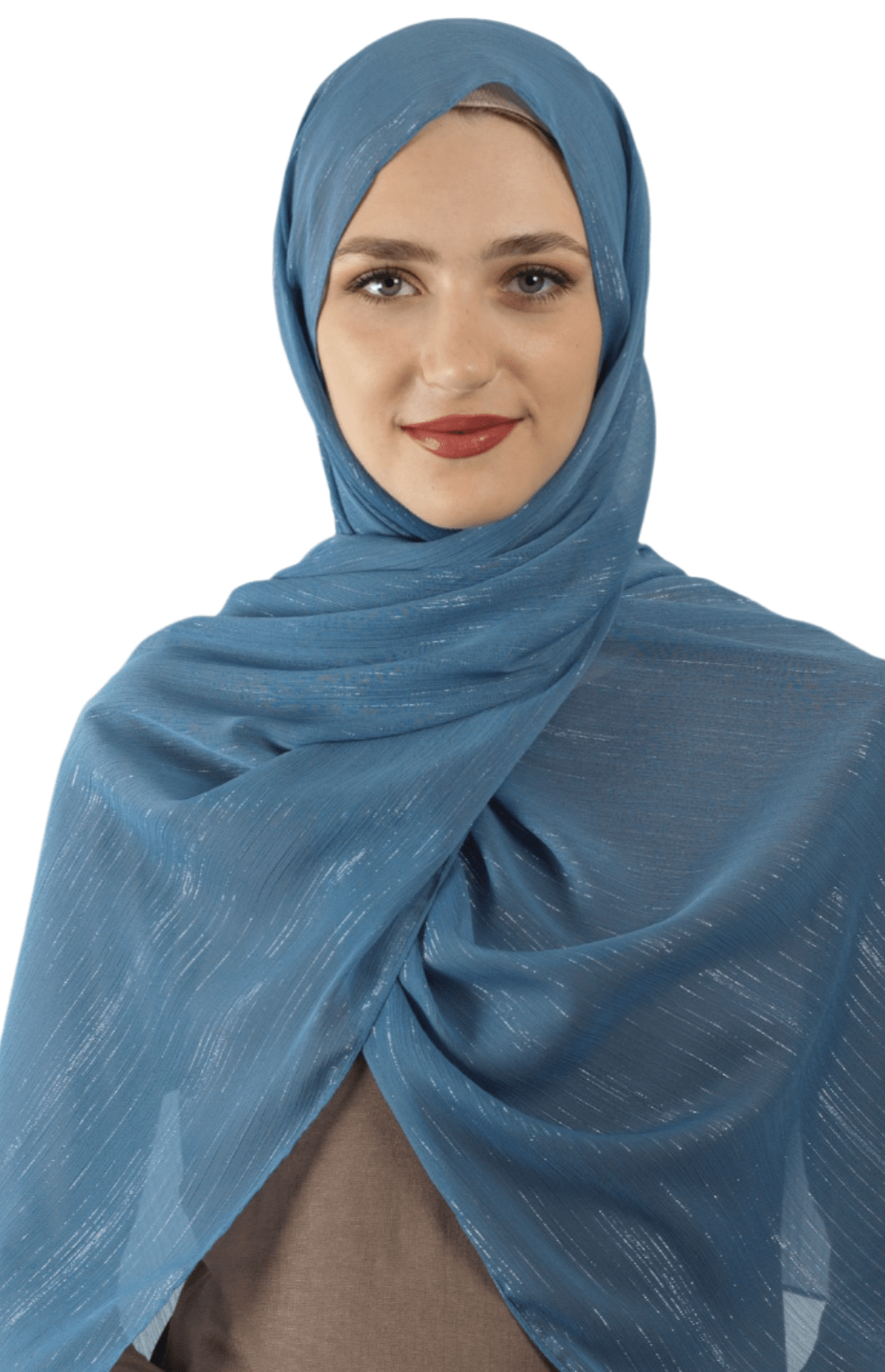 Dusty Blue Lovely dana shimmer Chiffon hijab Kabayare