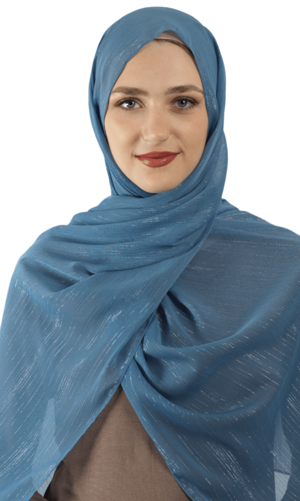 Dusty Blue Lovely dana shimmer Chiffon hijab Kabayare