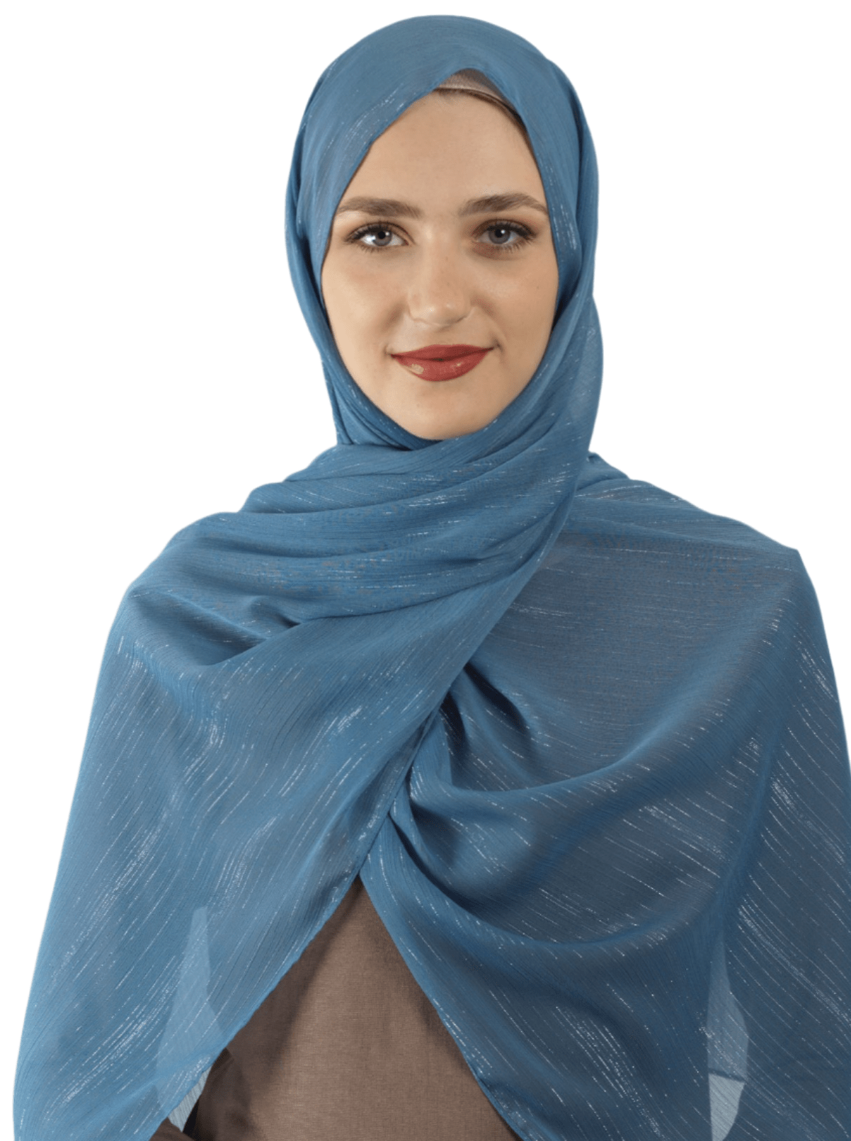 Dusty Blue Lovely dana shimmer Chiffon hijab Kabayare