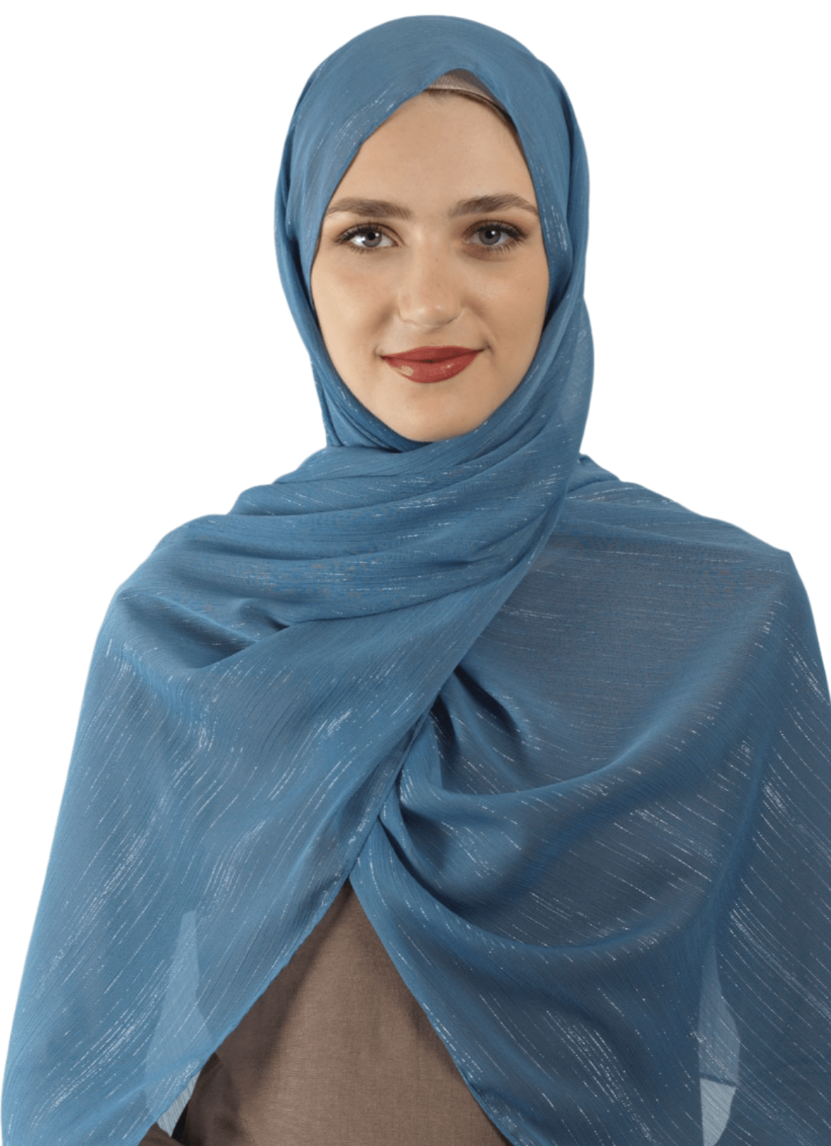 Dusty Blue Lovely dana shimmer Chiffon hijab Kabayare