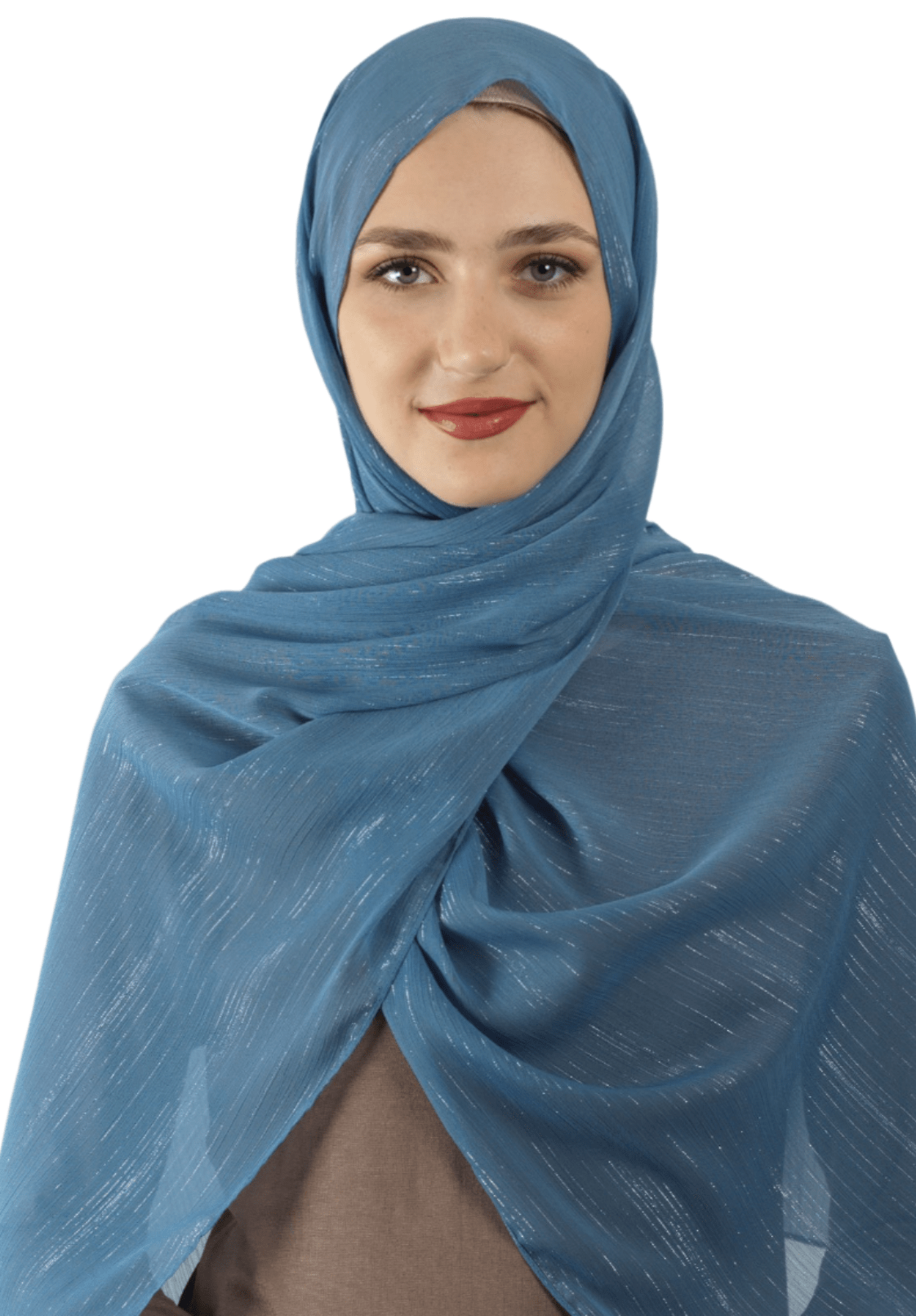 Dusty Blue Lovely dana shimmer Chiffon hijab Kabayare