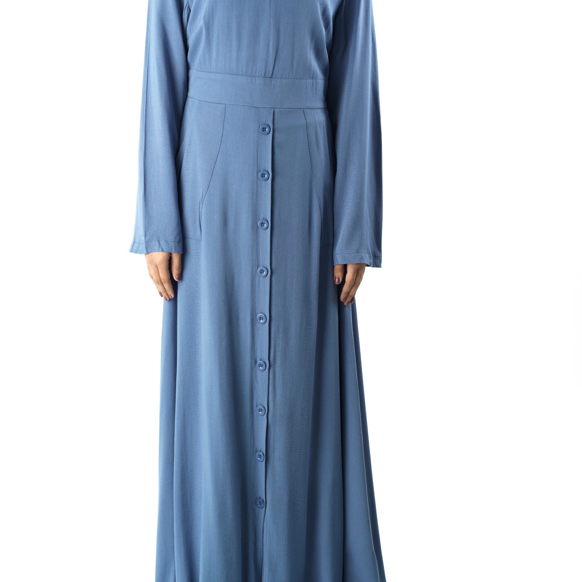 Dusty Blue Manal button down Modal dress Kabayare