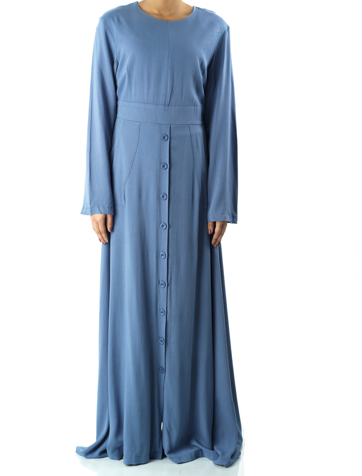 Dusty Blue Manal button down Modal dress Kabayare