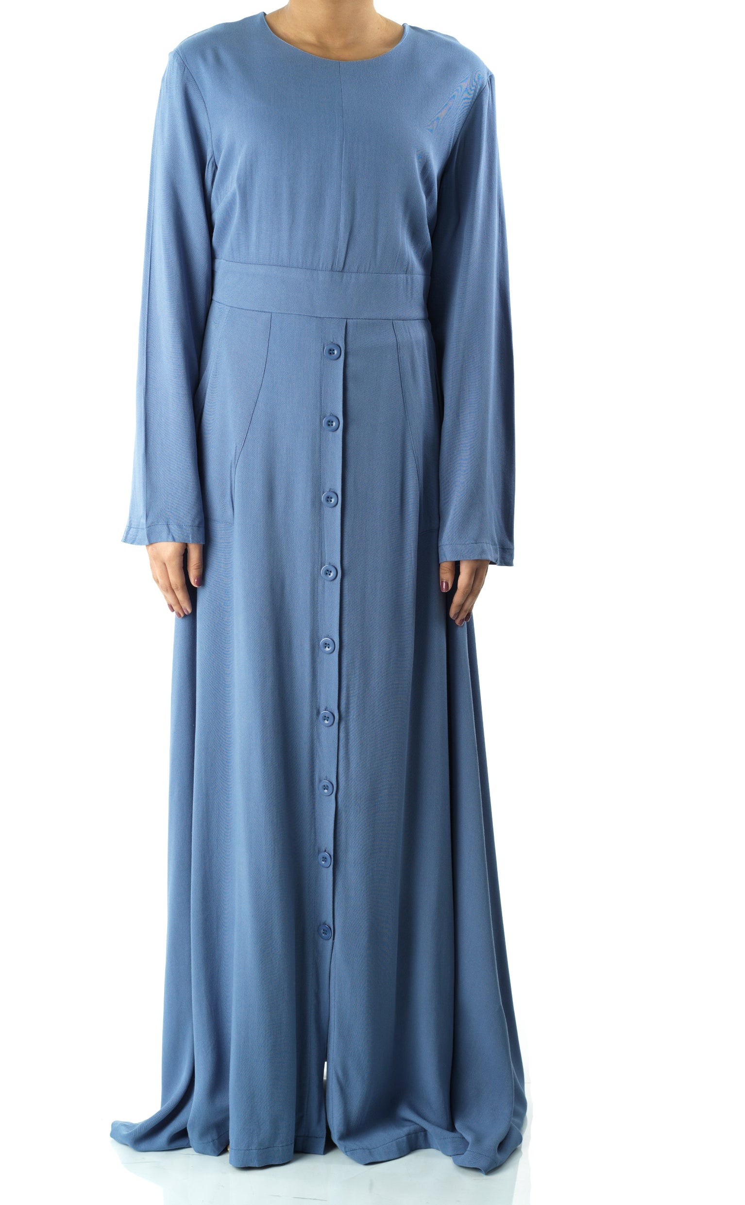 Dusty Blue Manal button down Modal dress Kabayare