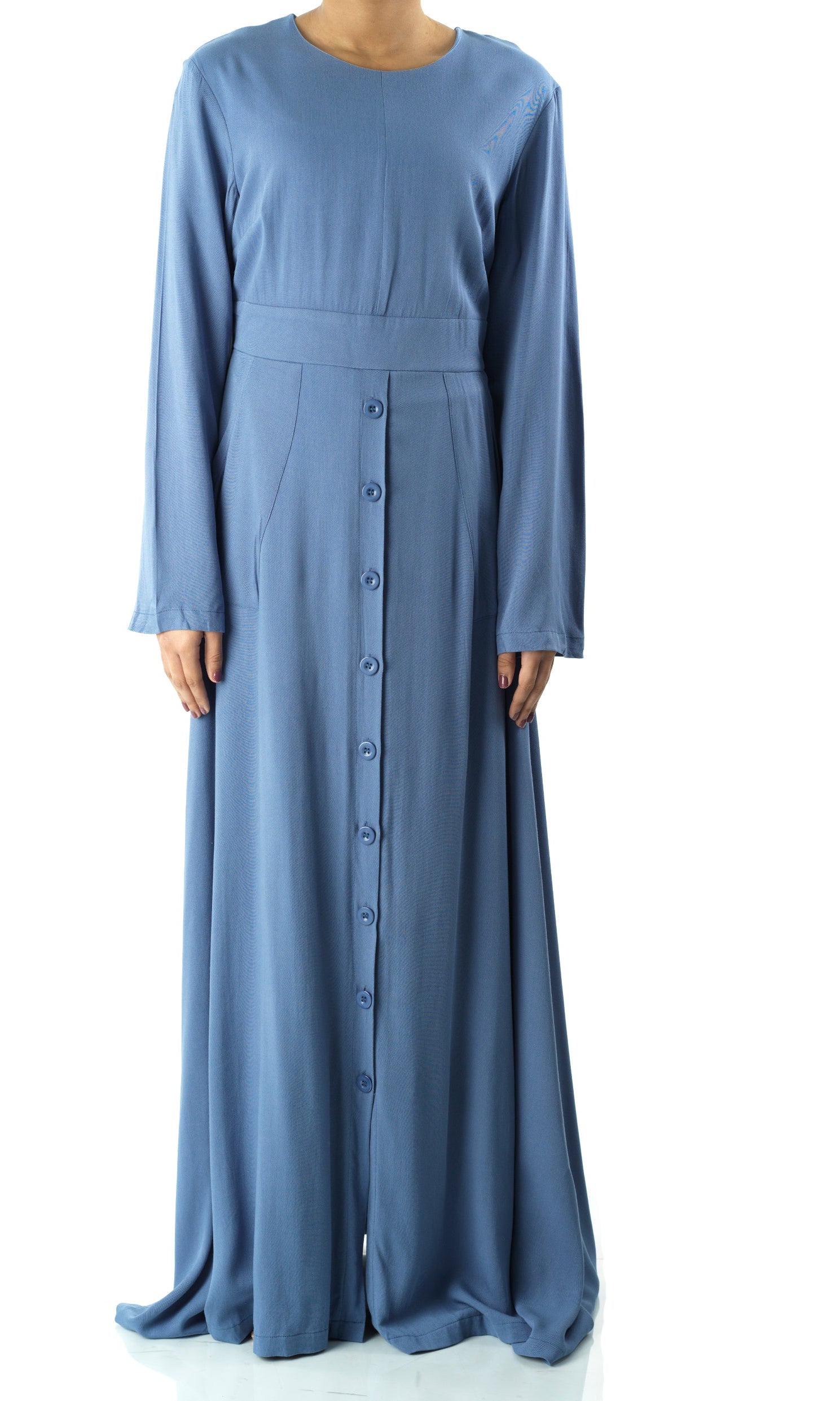 Dusty Blue Manal button down Modal dress Kabayare