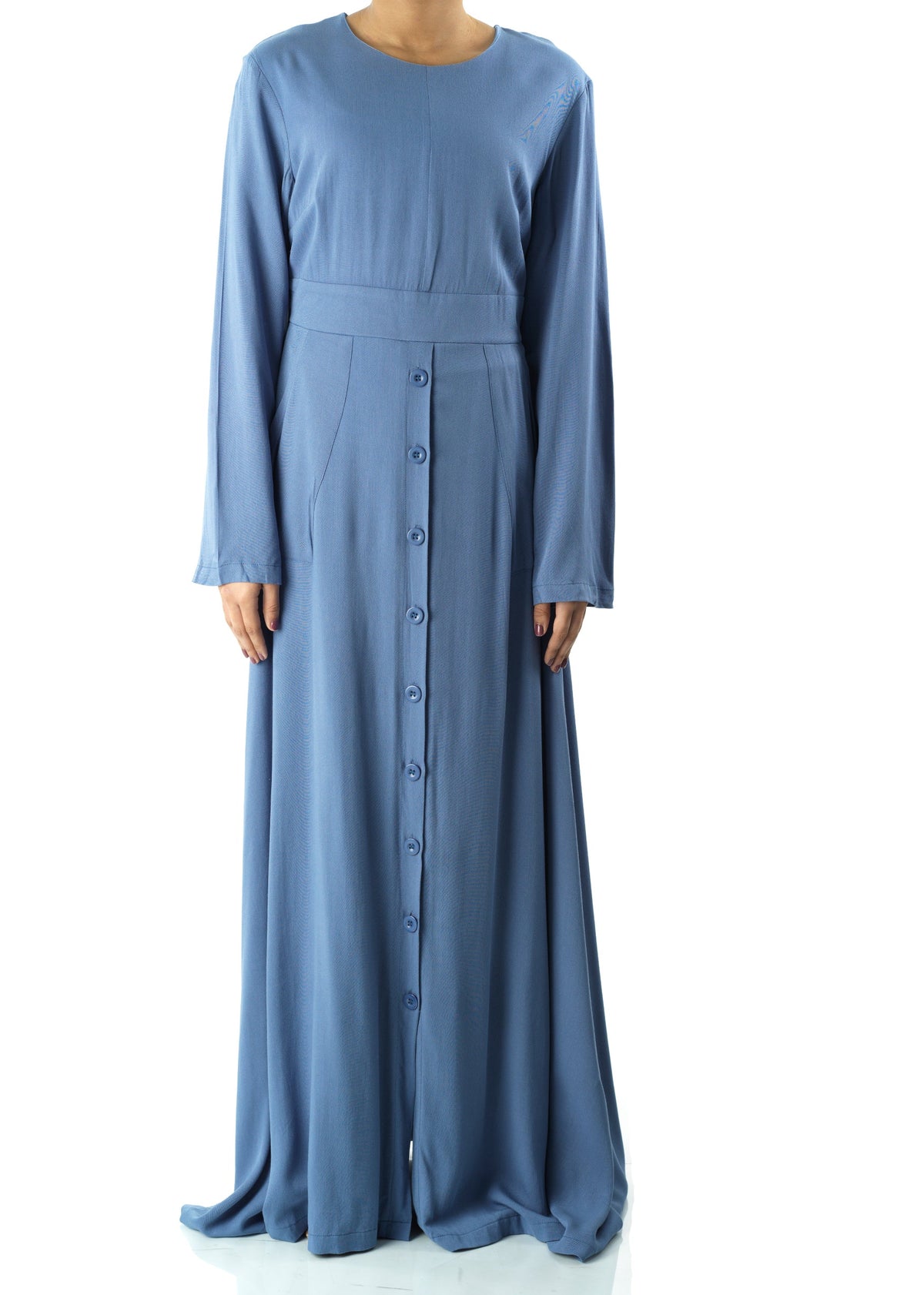 Dusty Blue Manal button down Modal dress Kabayare