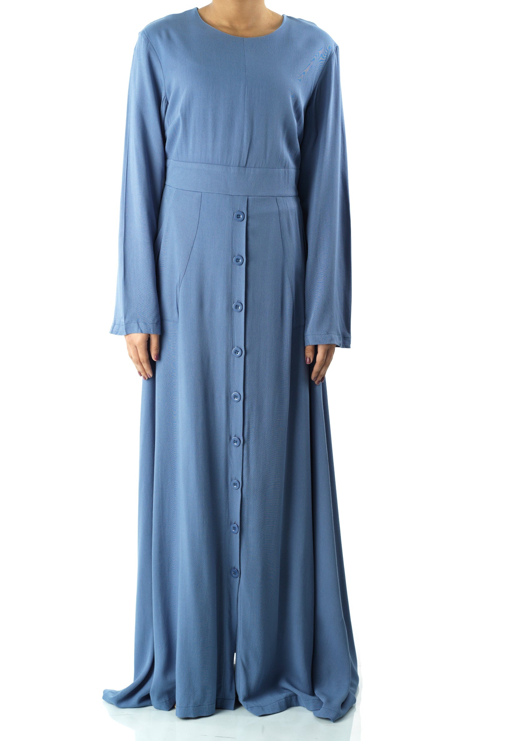 Dusty Blue Manal button down Modal dress Kabayare