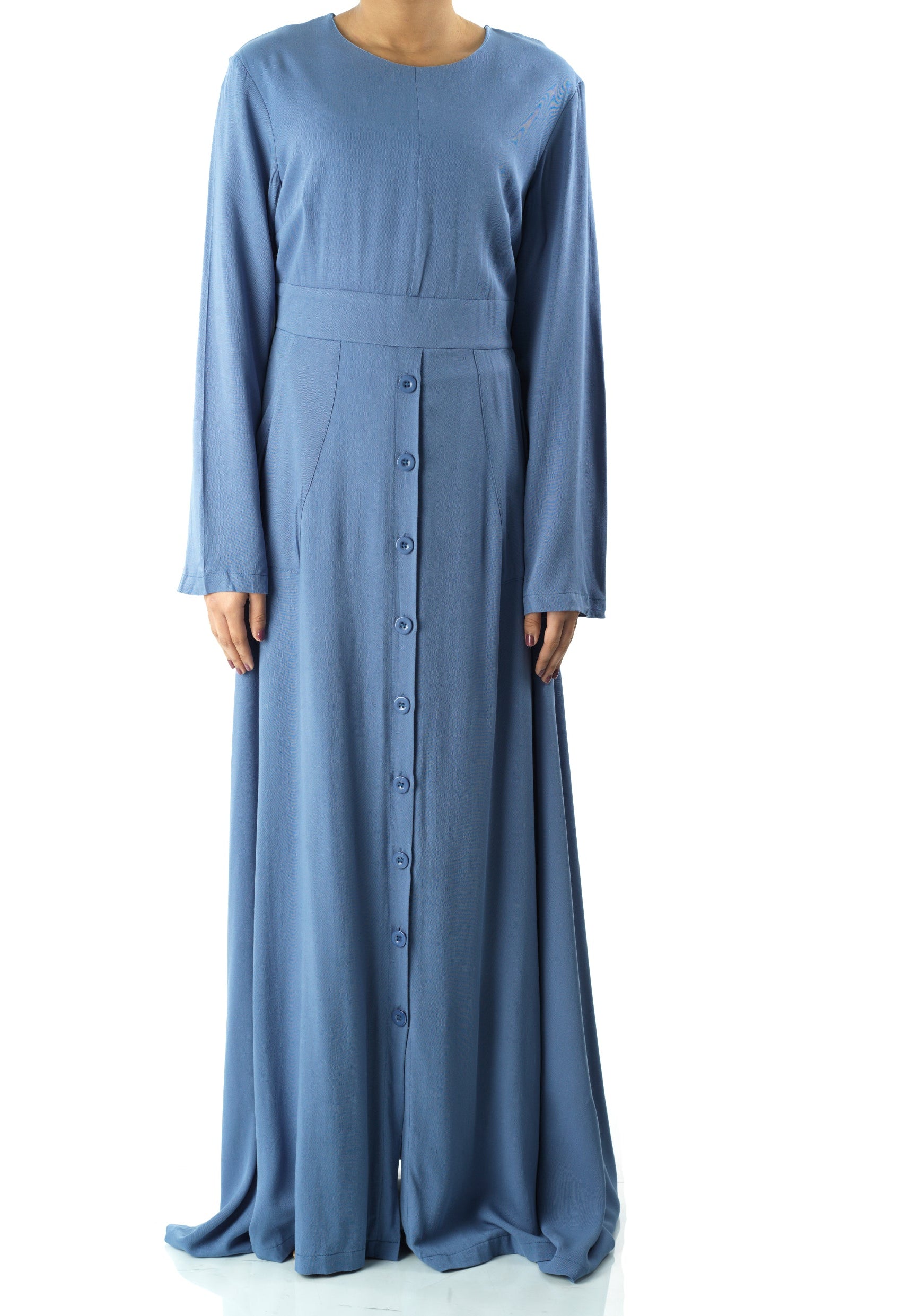 Dusty Blue Manal button down Modal dress Kabayare