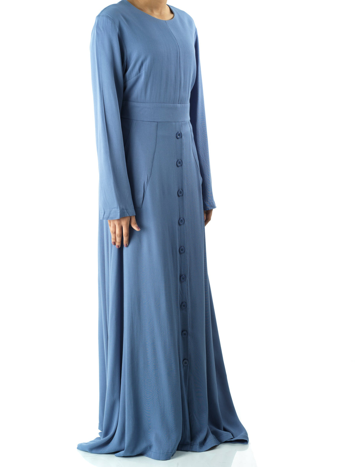 Dusty Blue Manal button down Modal dress Kabayare