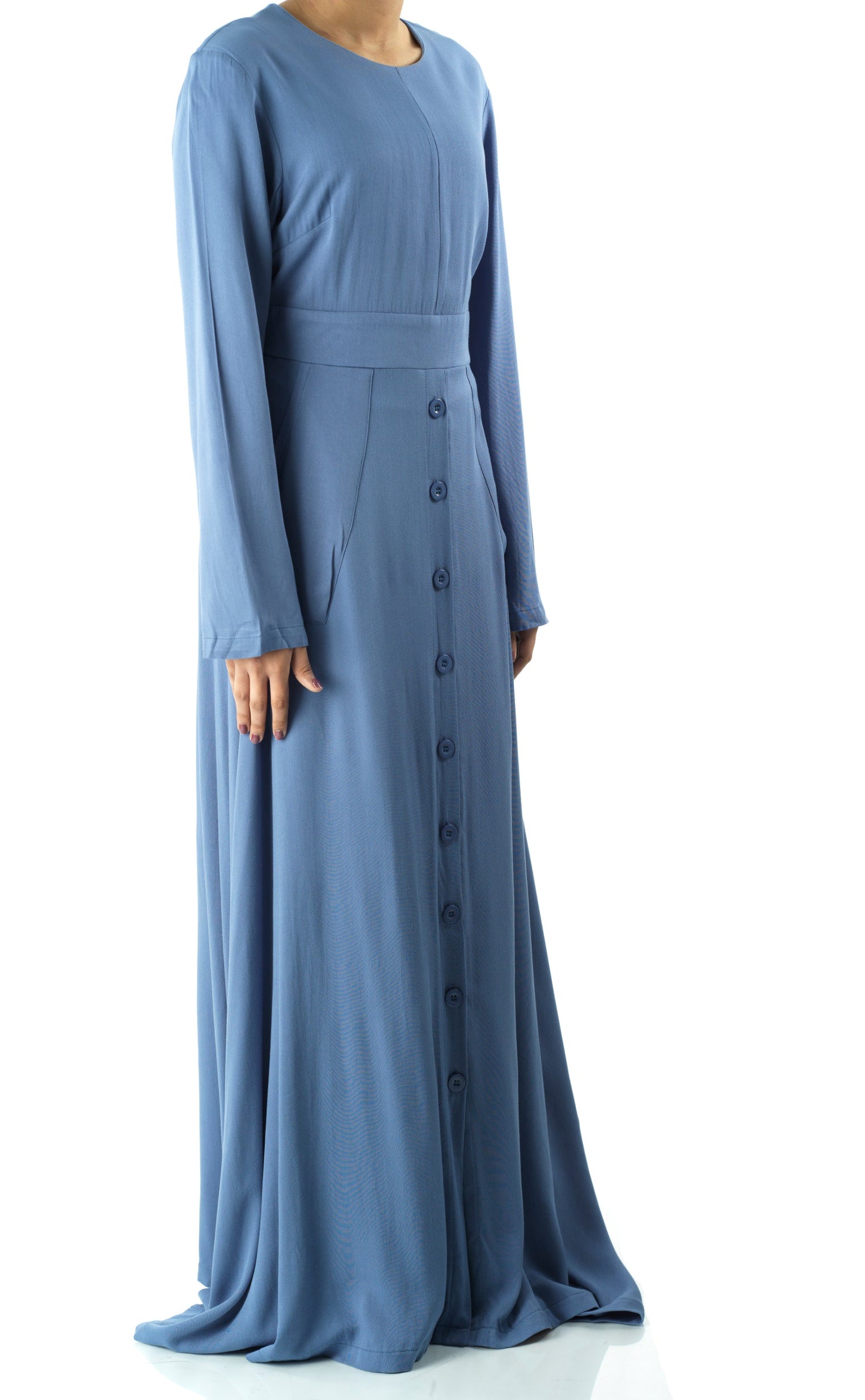Dusty Blue Manal button down Modal dress Kabayare