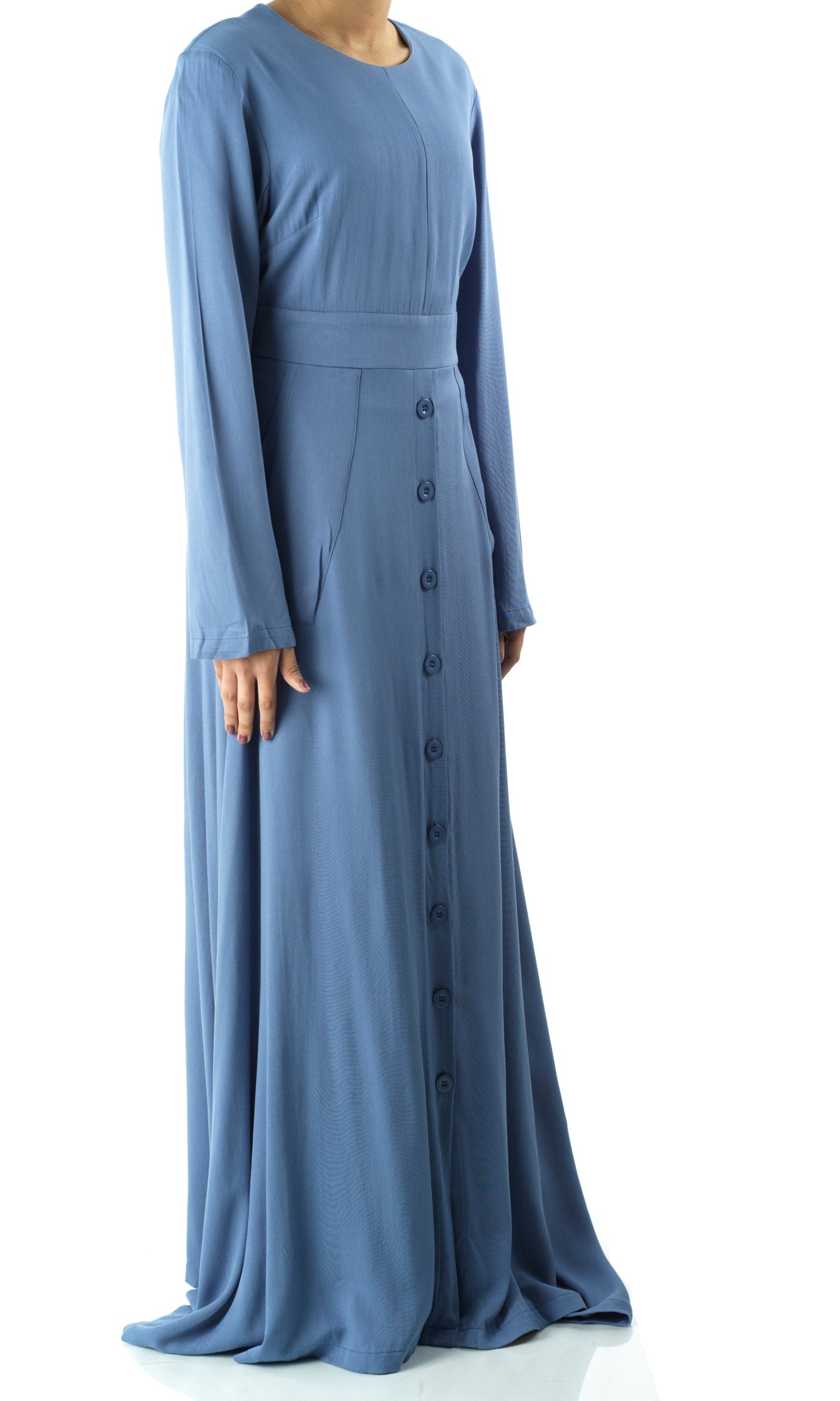 Dusty Blue Manal button down Modal dress Kabayare