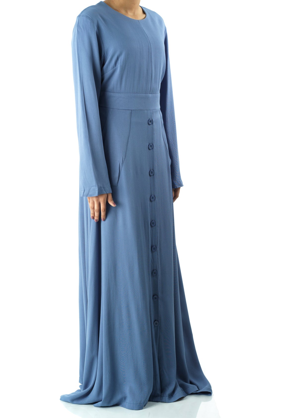 Dusty Blue Manal button down Modal dress Kabayare