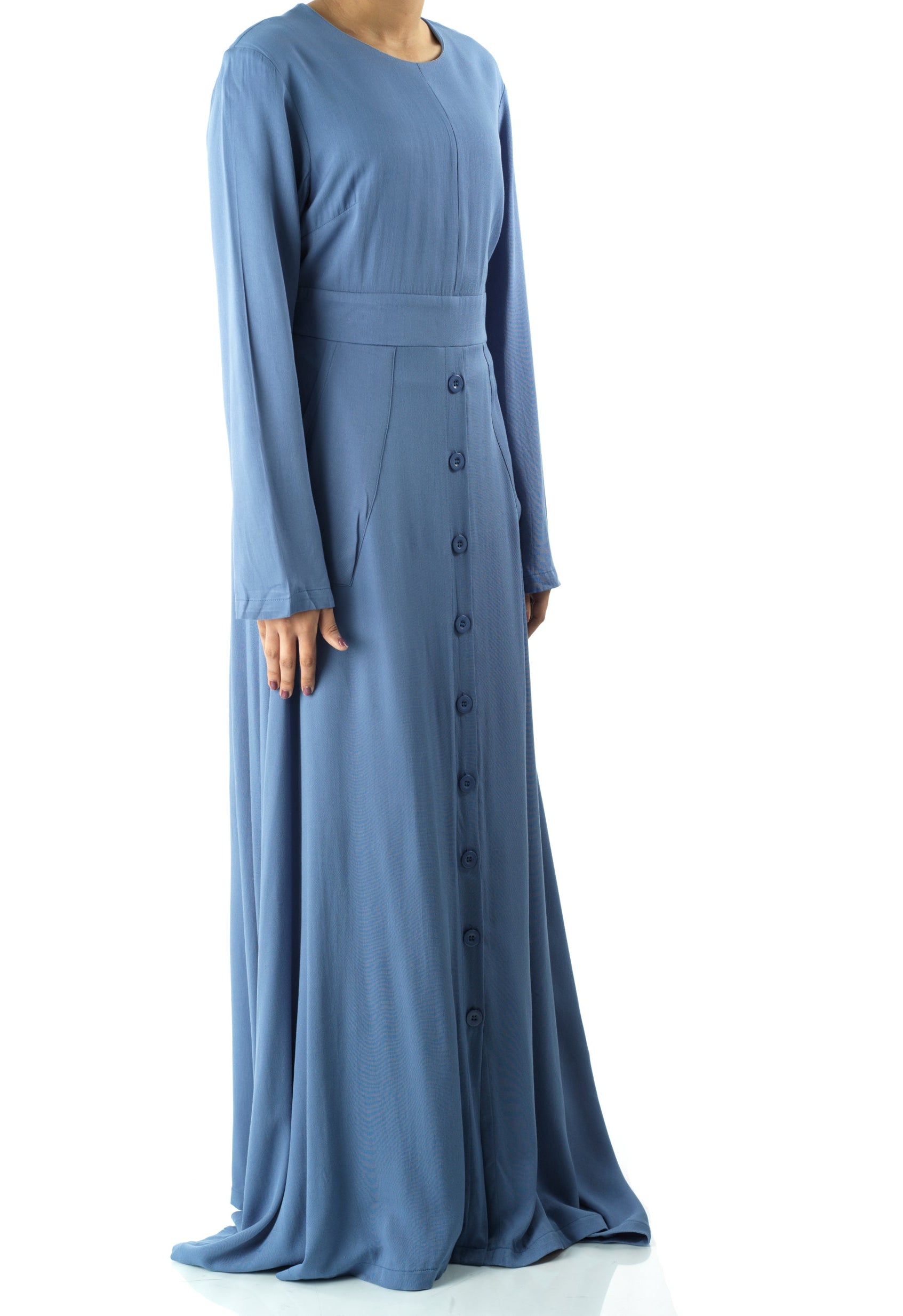 Dusty Blue Manal button down Modal dress Kabayare