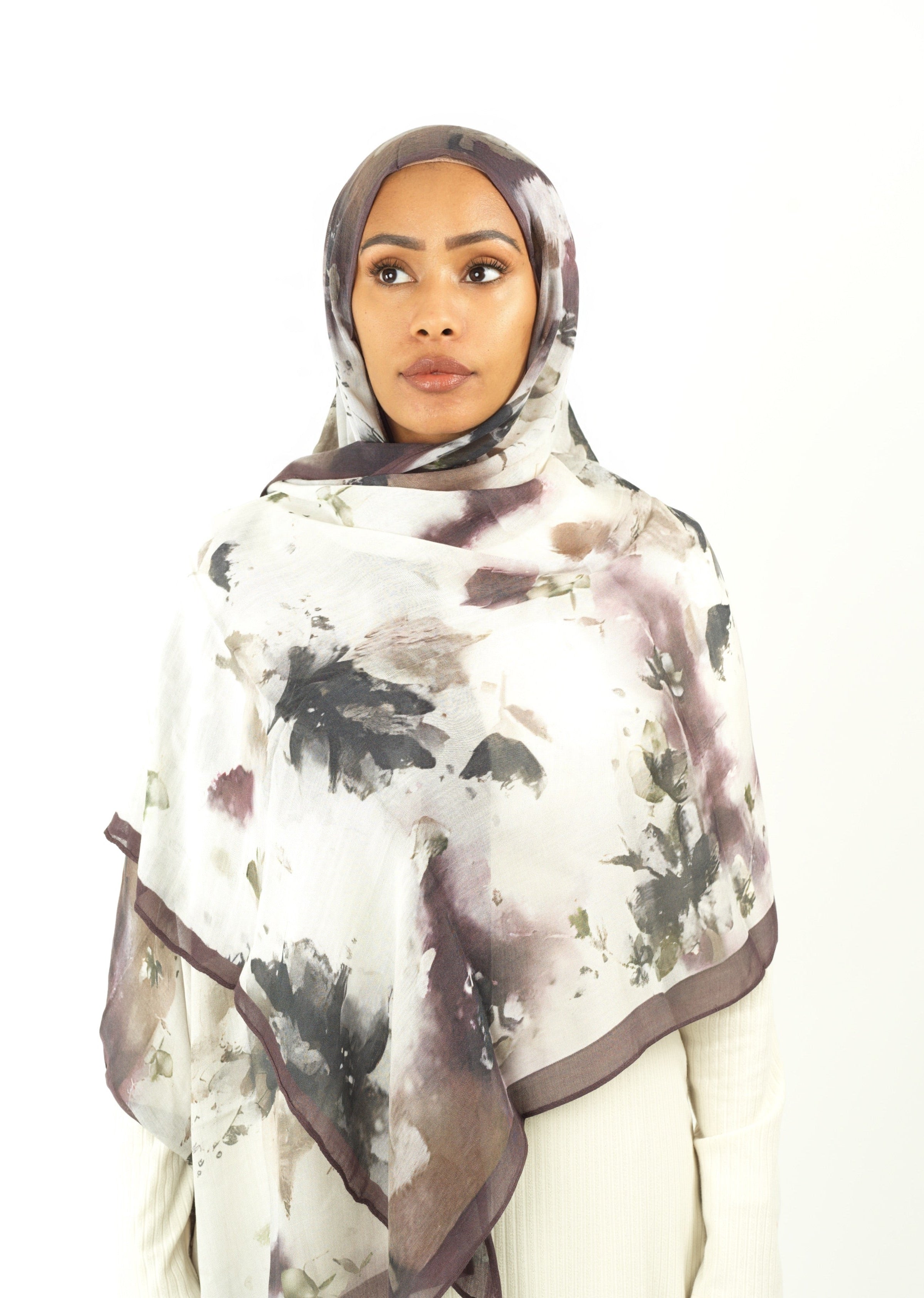 Dusty mauve modal print hijab Kabayare