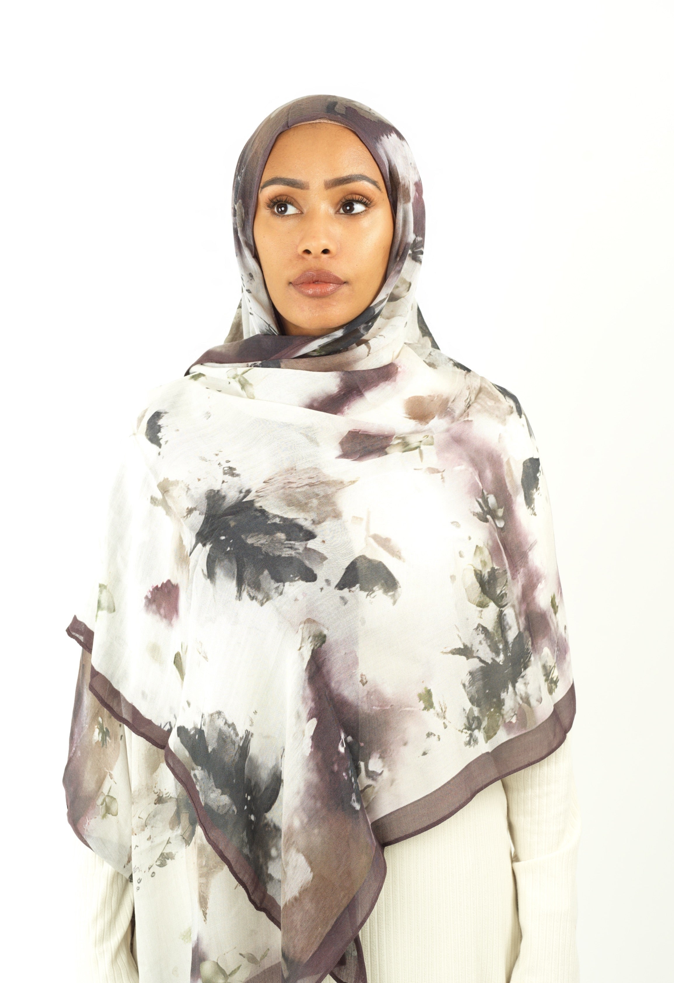 Dusty mauve modal print hijab Kabayare