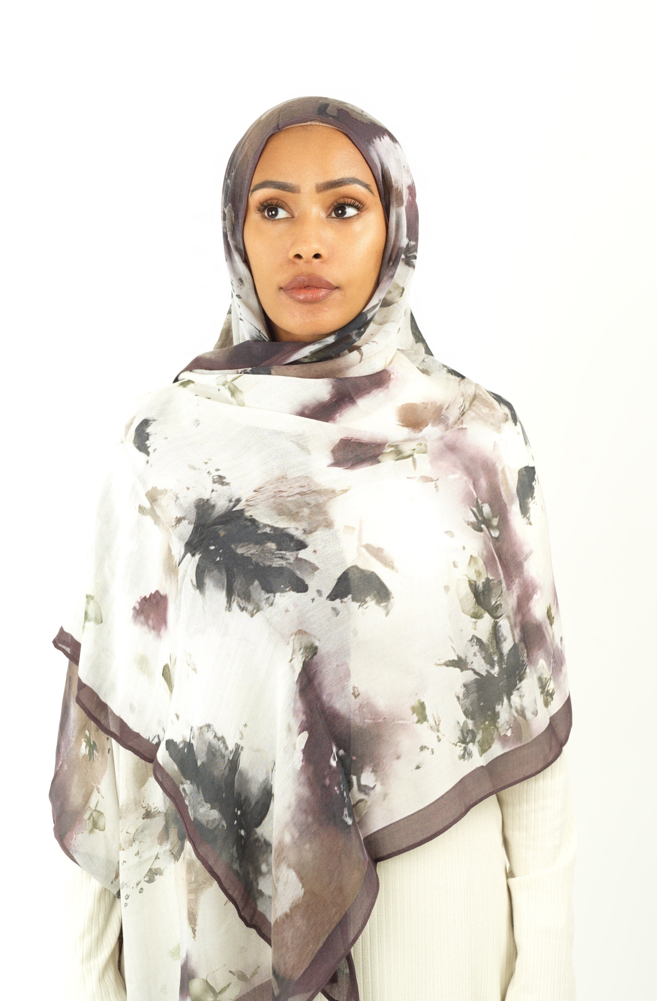Dusty mauve modal print hijab Kabayare