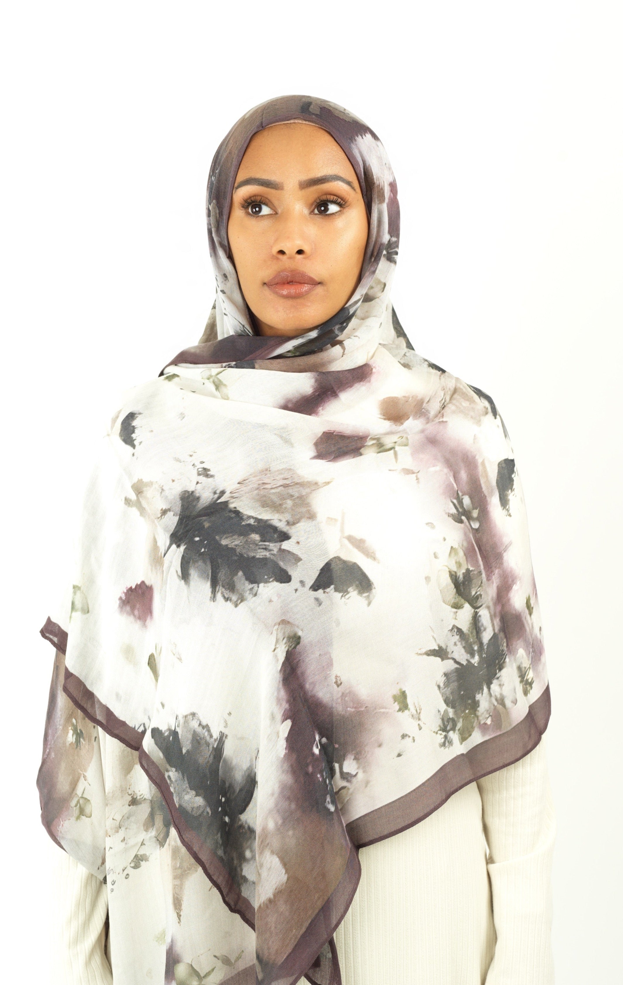 Dusty mauve modal print hijab Kabayare