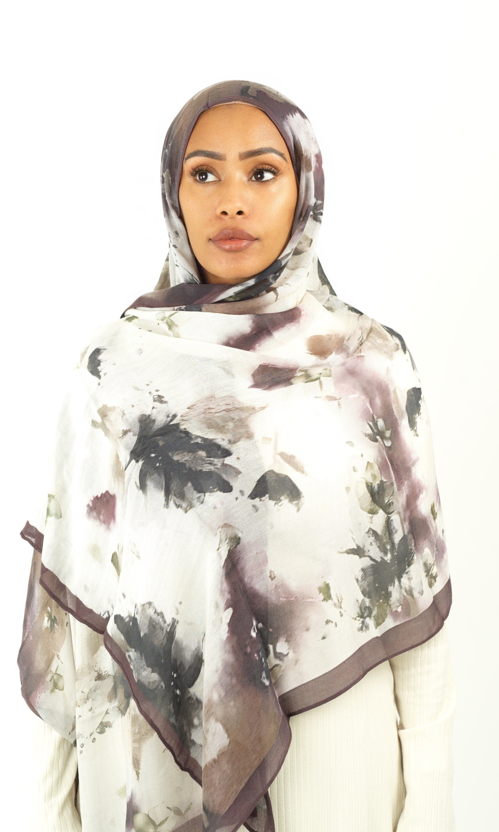 Dusty mauve modal print hijab Kabayare