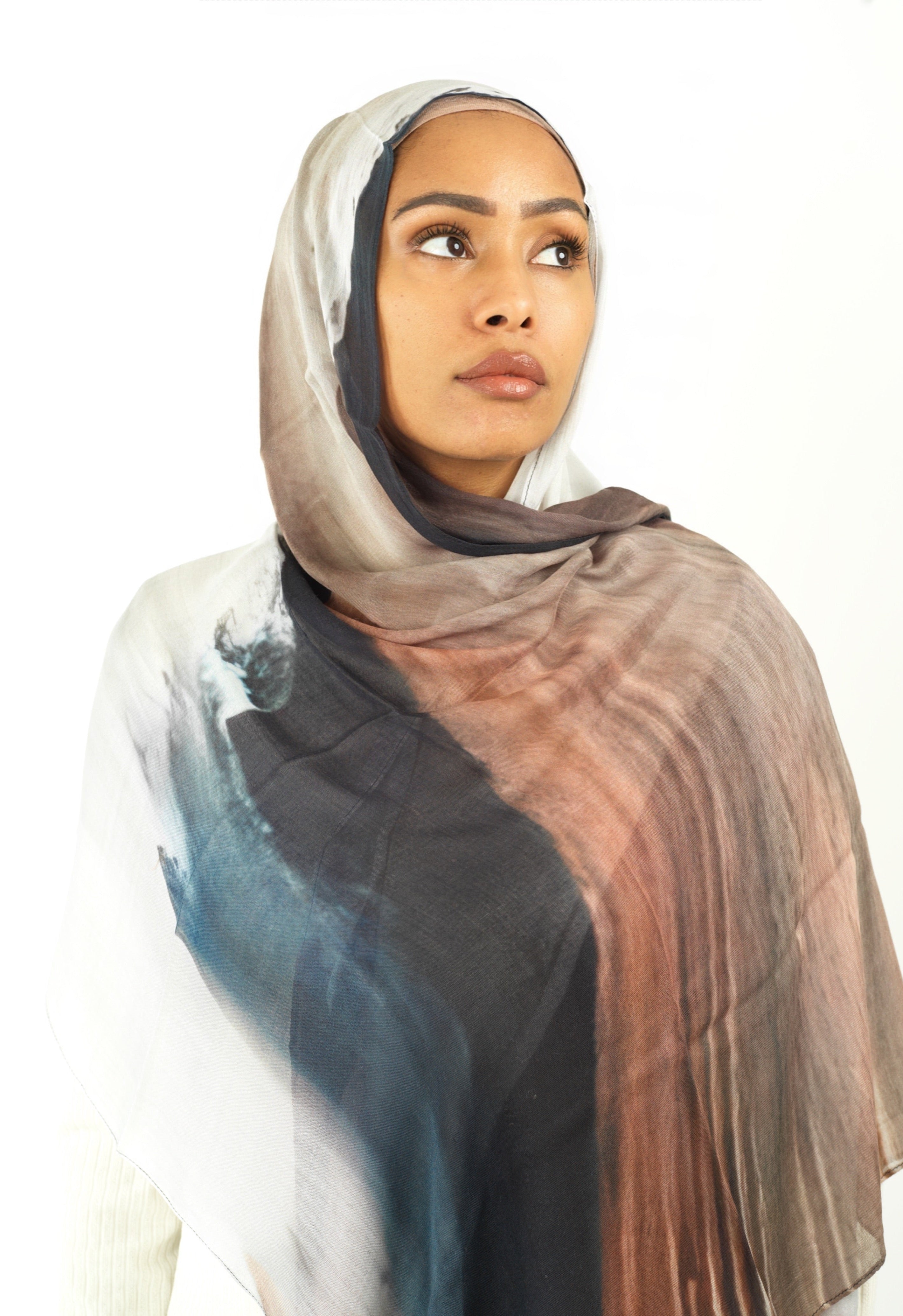 Earthy art modal print hijab Kabayare