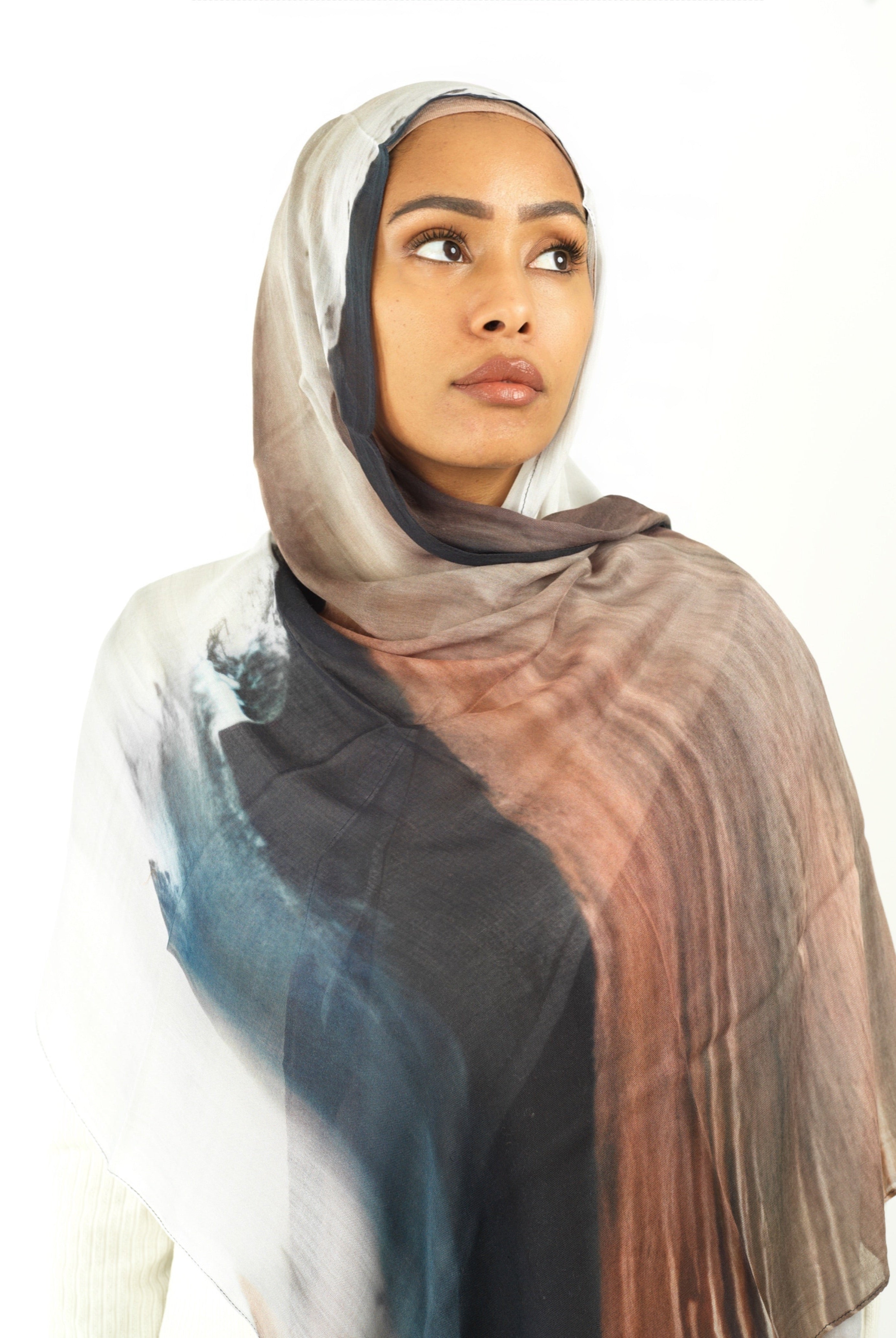Earthy art modal print hijab Kabayare