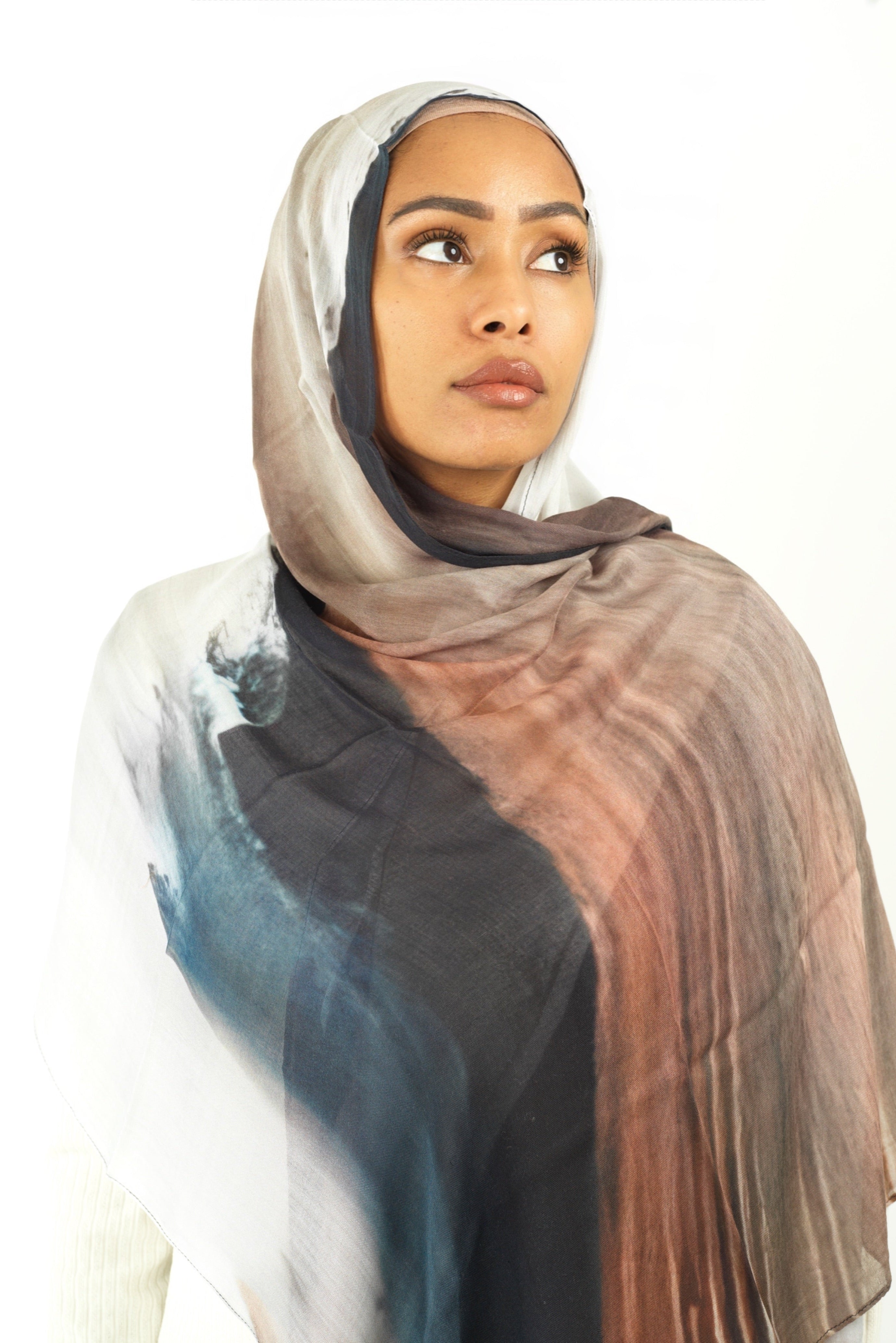 Earthy art modal print hijab Kabayare
