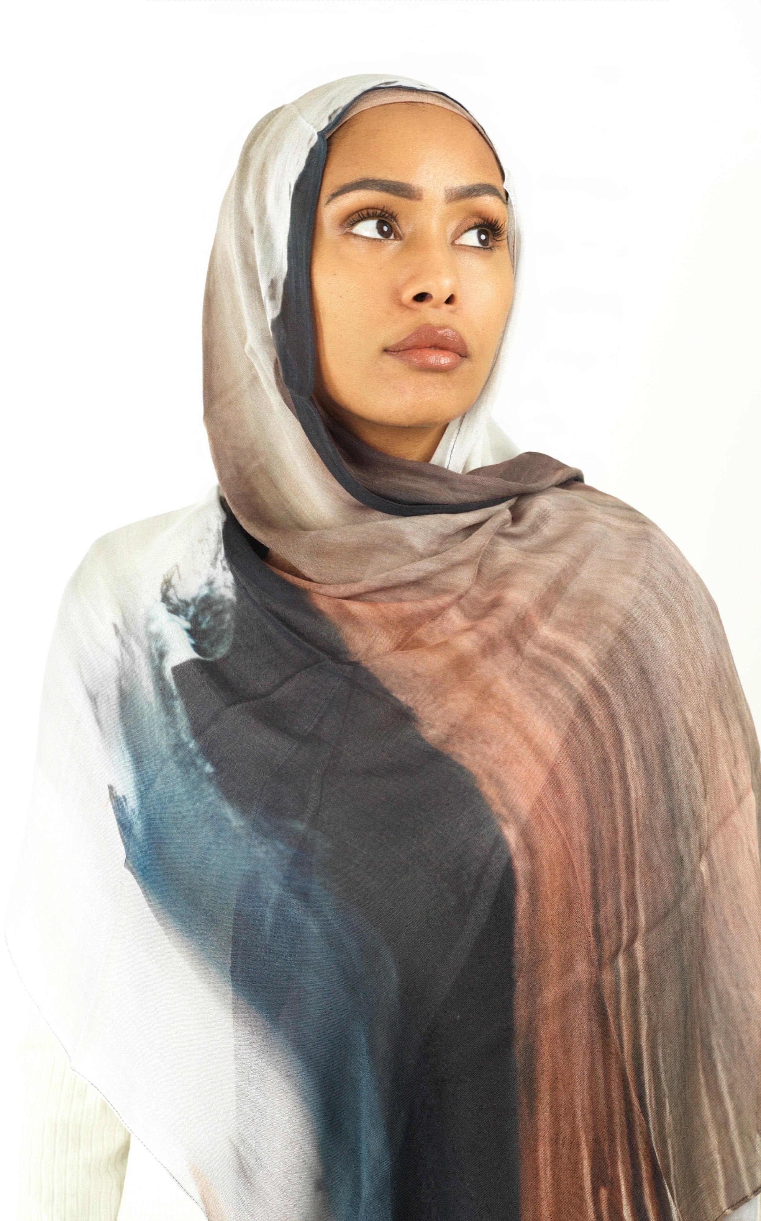 Earthy art modal print hijab Kabayare