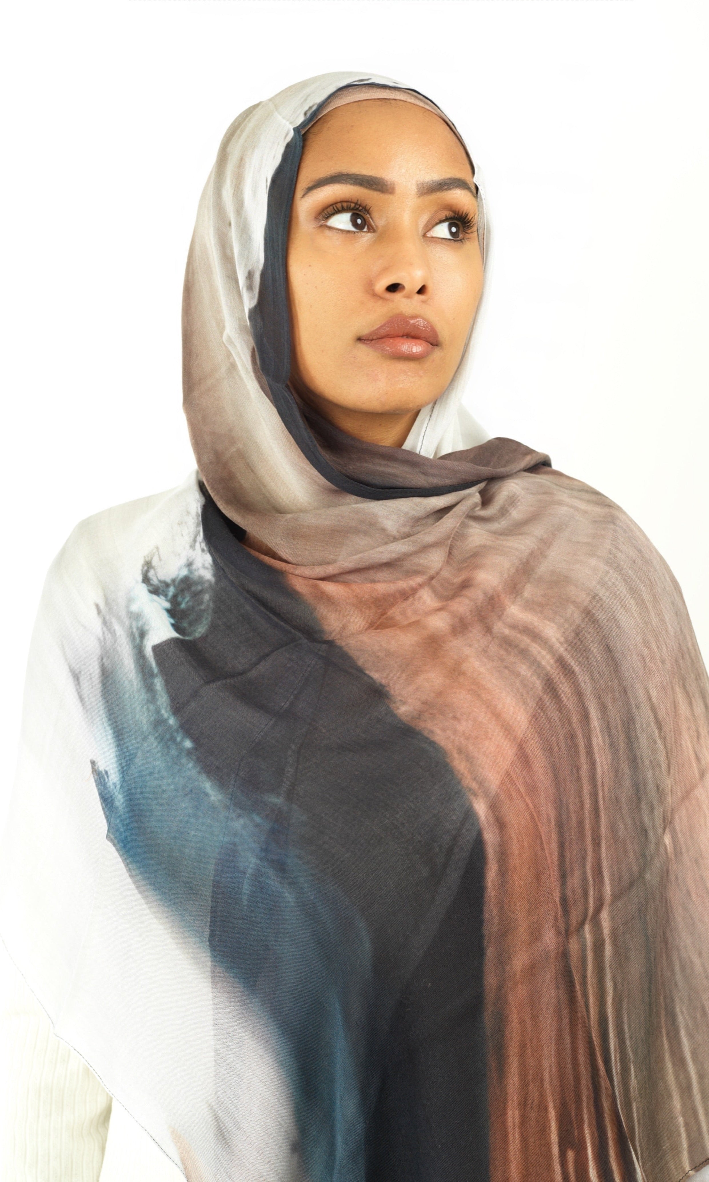 Earthy art modal print hijab Kabayare