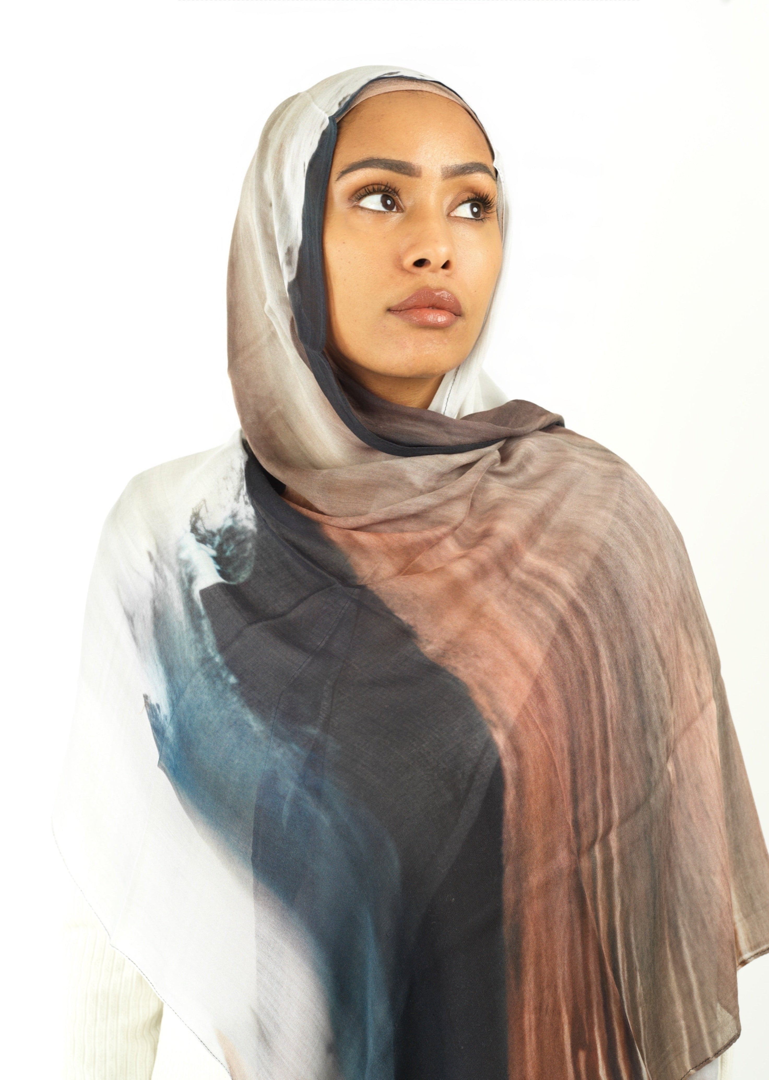 Earthy art modal print hijab Kabayare