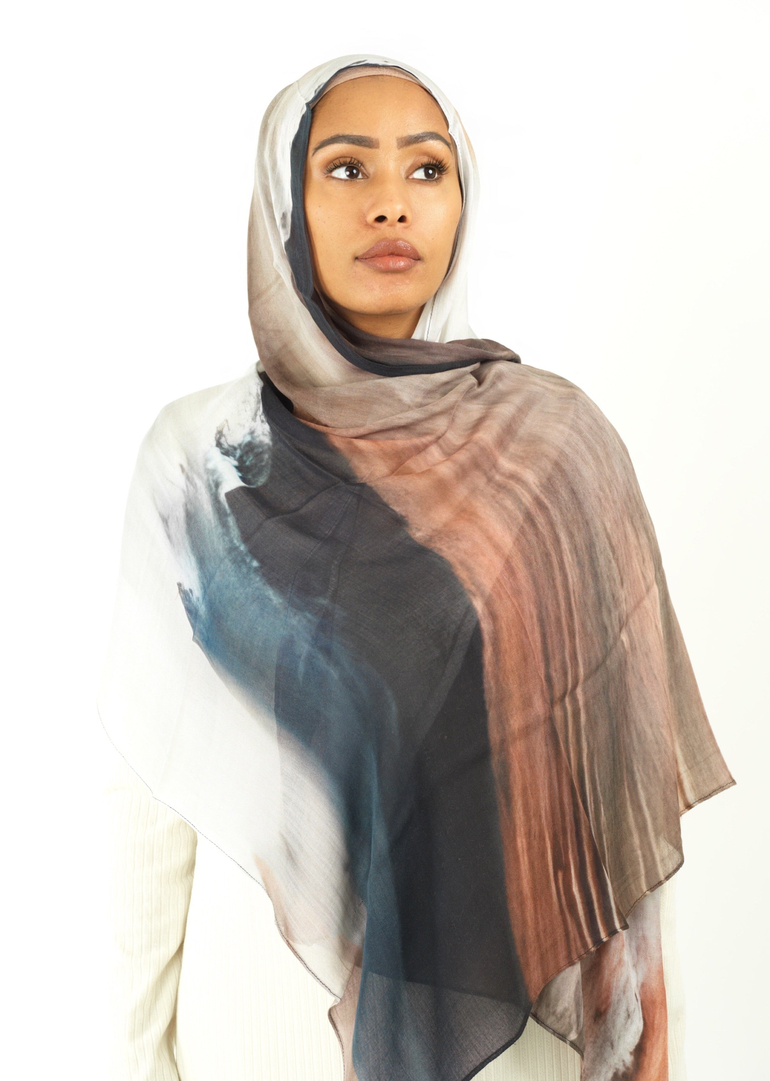 Earthy art modal print hijab Kabayare