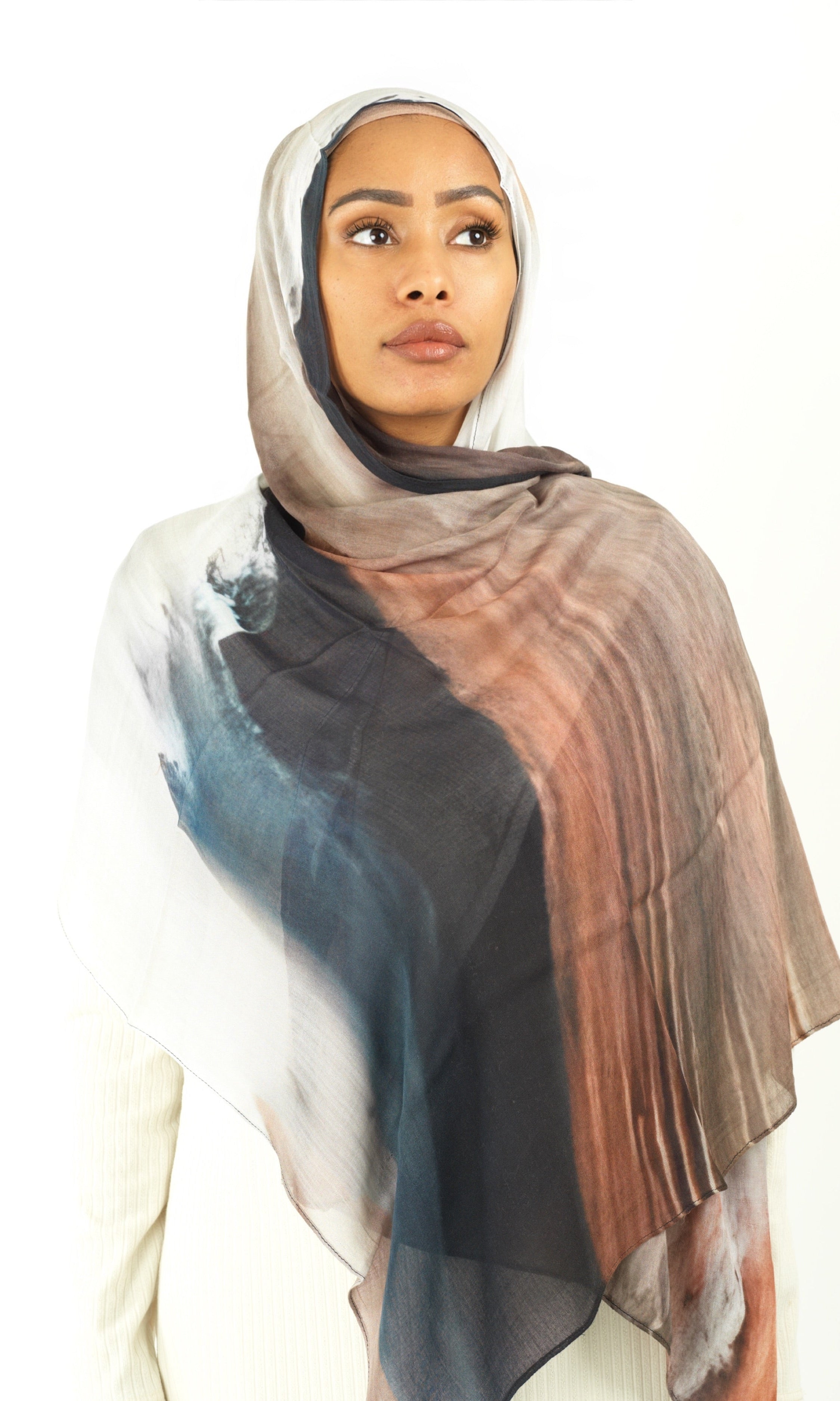 Earthy art modal print hijab Kabayare