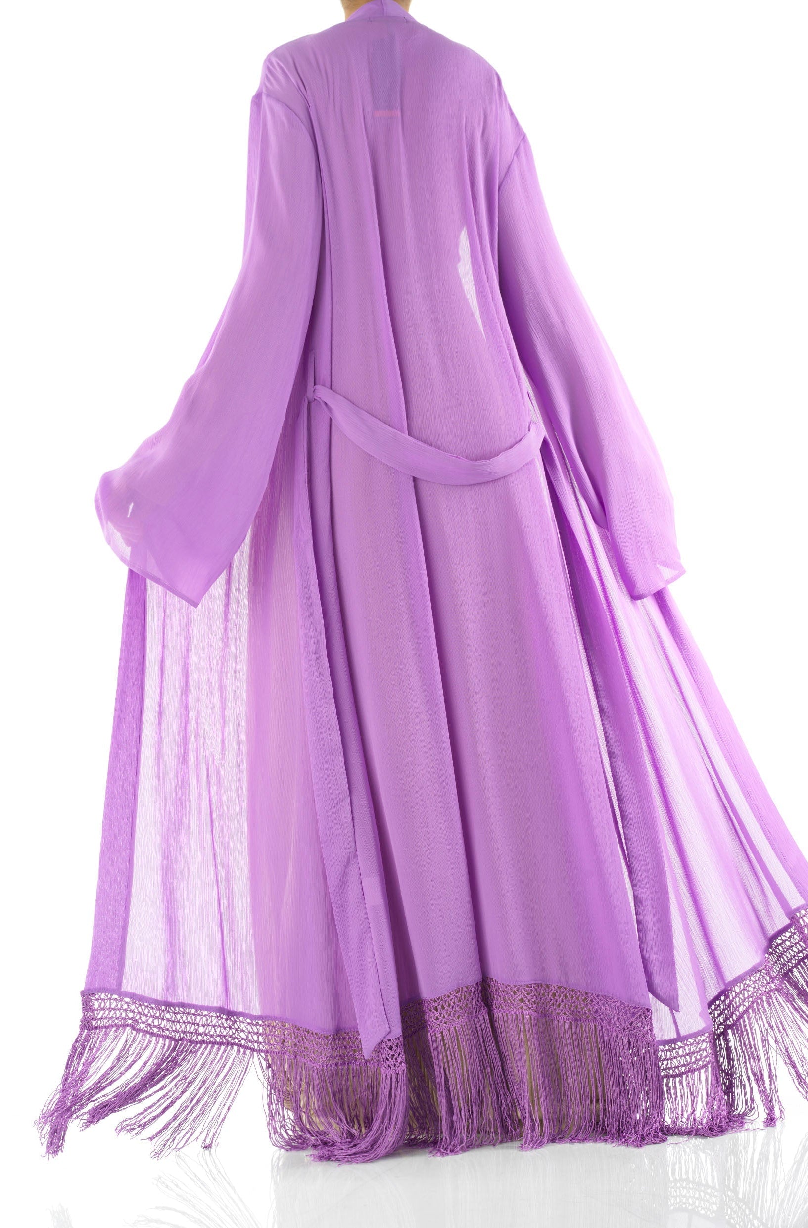 Effortlessly chic fringe cardigan abaya Kabayare