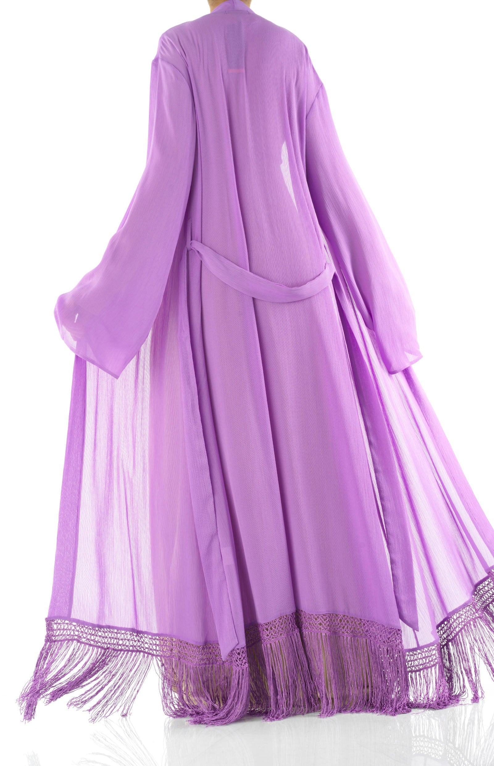 Effortlessly chic fringe cardigan abaya Kabayare