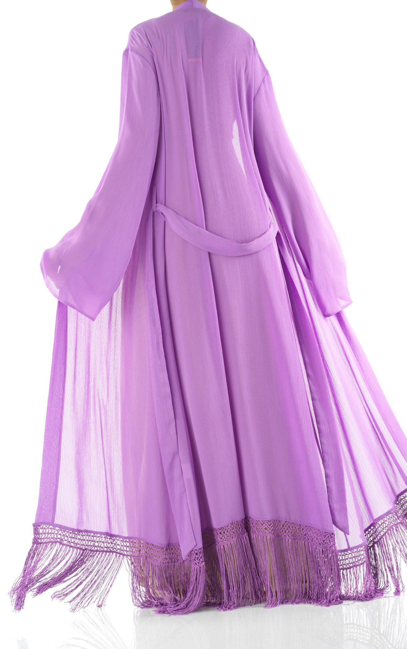 Effortlessly chic fringe cardigan abaya Kabayare