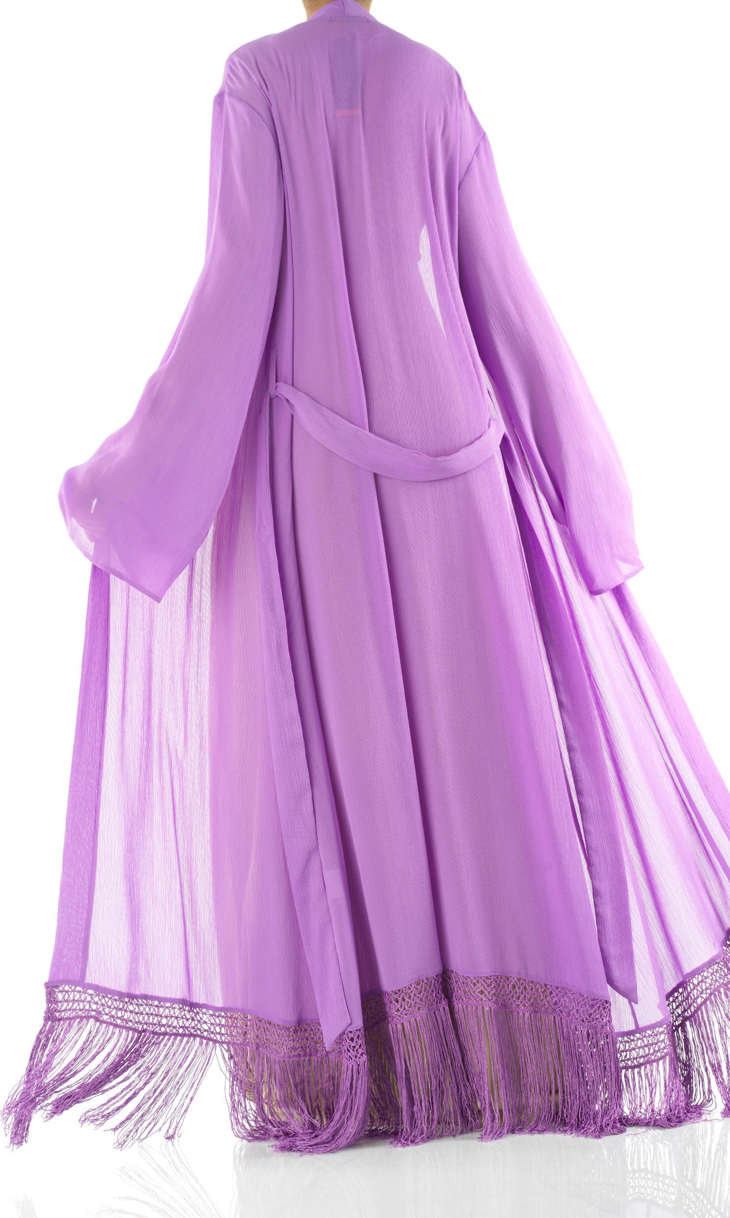 Effortlessly chic fringe cardigan abaya Kabayare