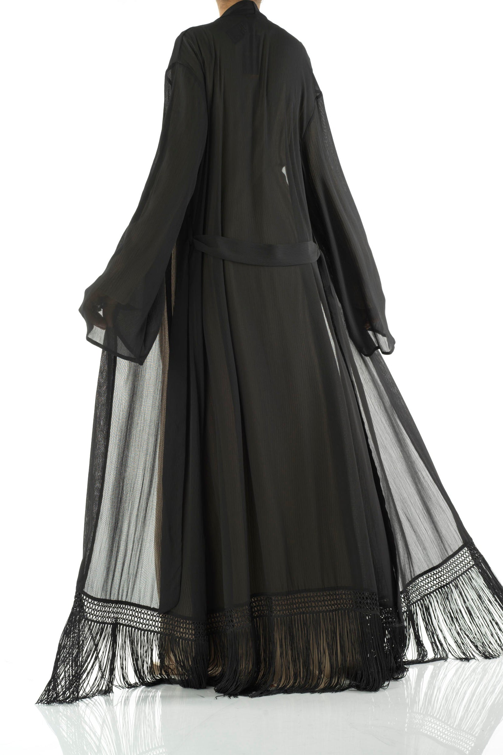 Effortlessly chic fringe cardigan abaya Kabayare