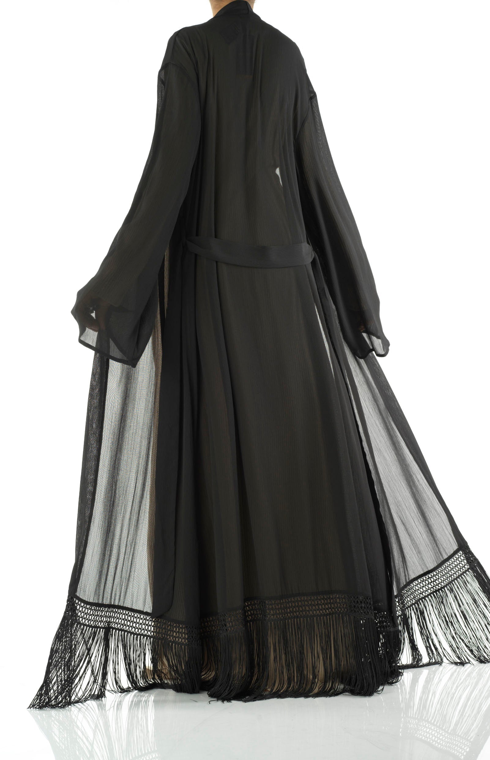 Effortlessly chic fringe cardigan abaya Kabayare