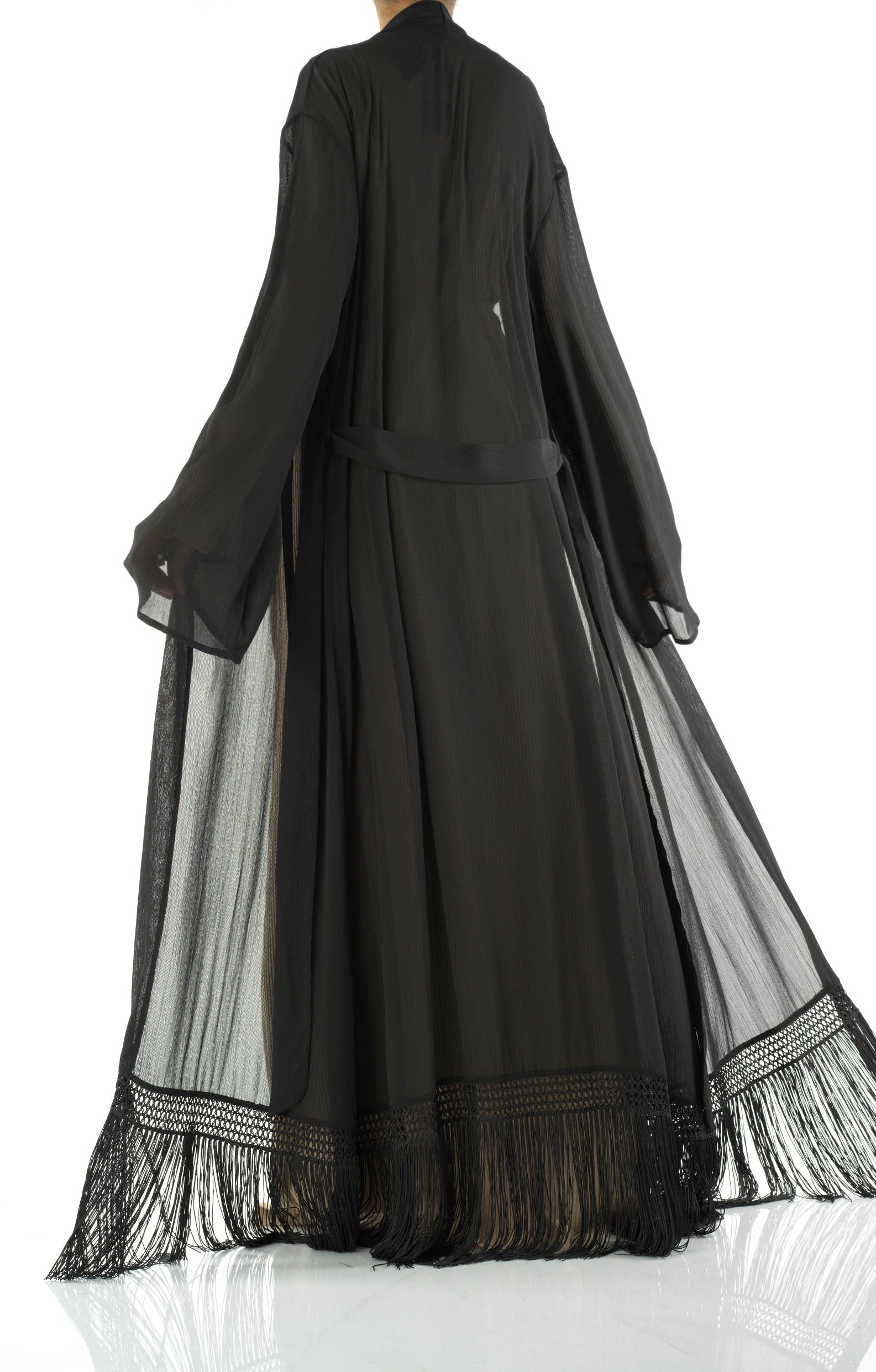 Effortlessly chic fringe cardigan abaya Kabayare