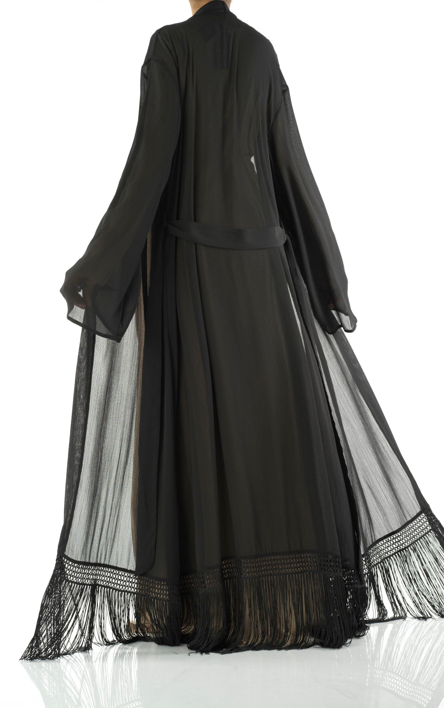 Effortlessly chic fringe cardigan abaya Kabayare