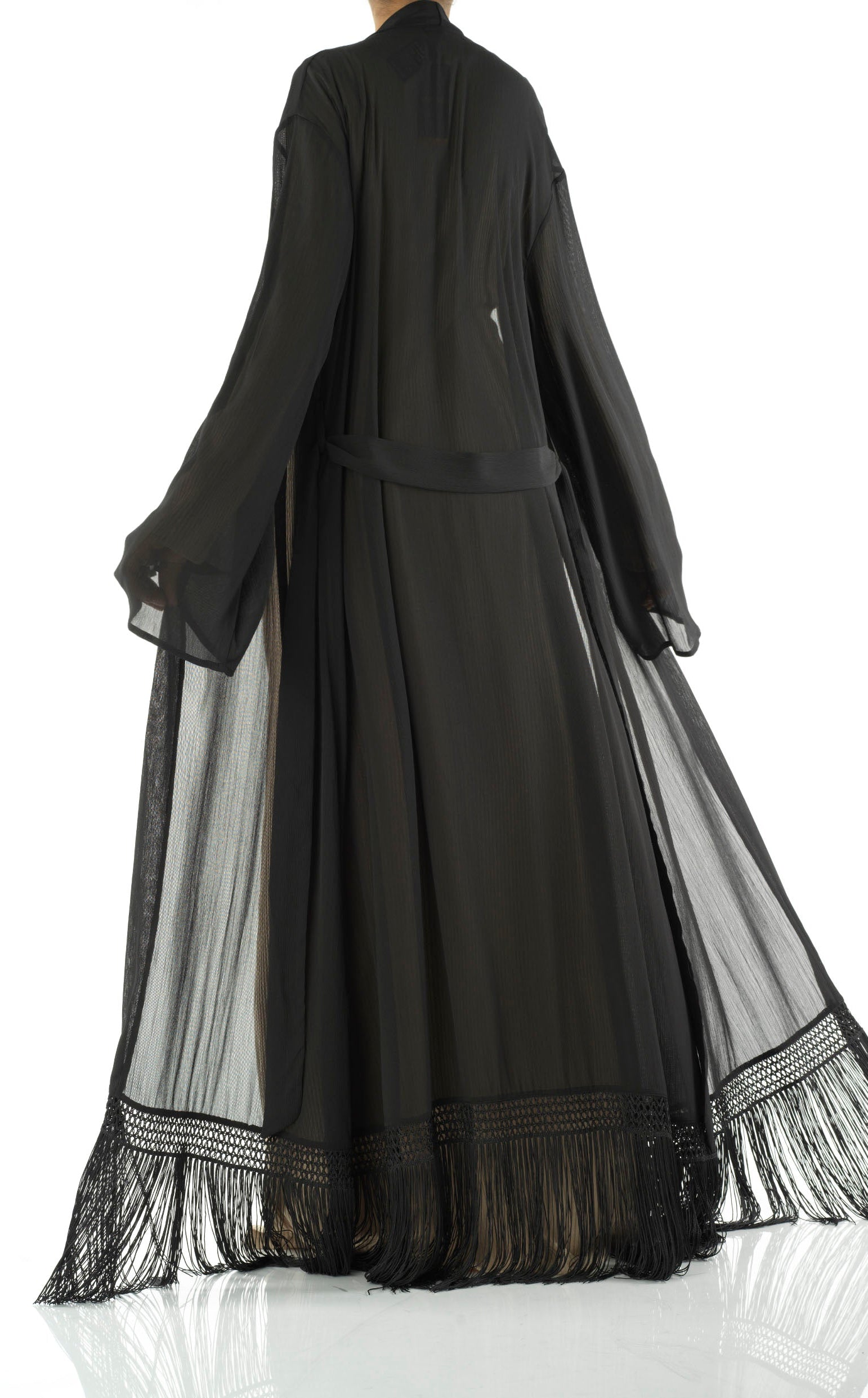 Effortlessly chic fringe cardigan abaya Kabayare