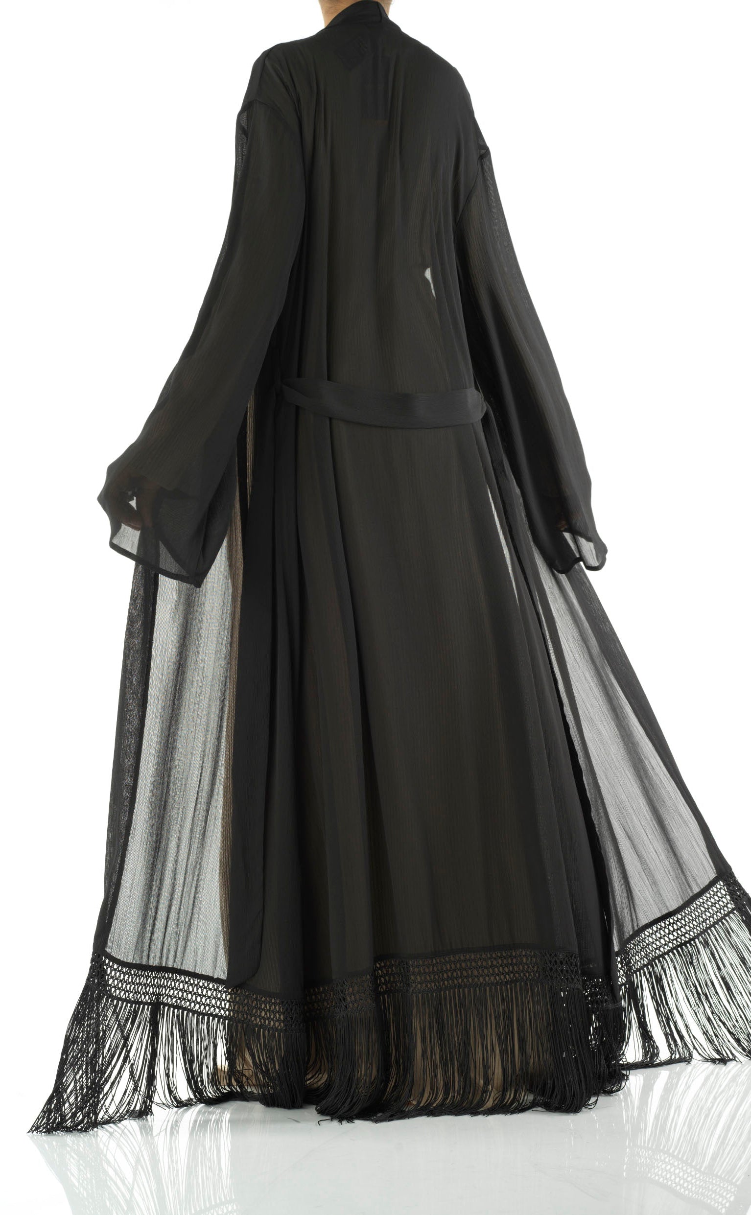 Effortlessly chic fringe cardigan abaya Kabayare