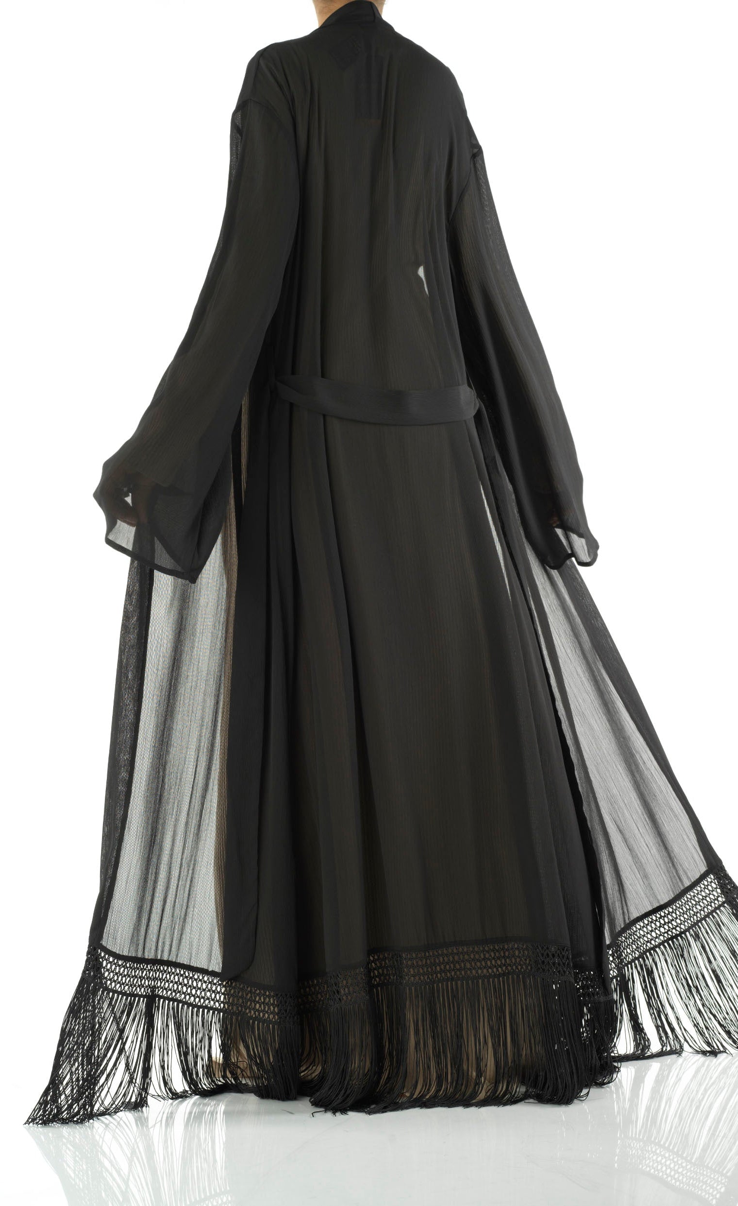 Effortlessly chic fringe cardigan abaya Kabayare