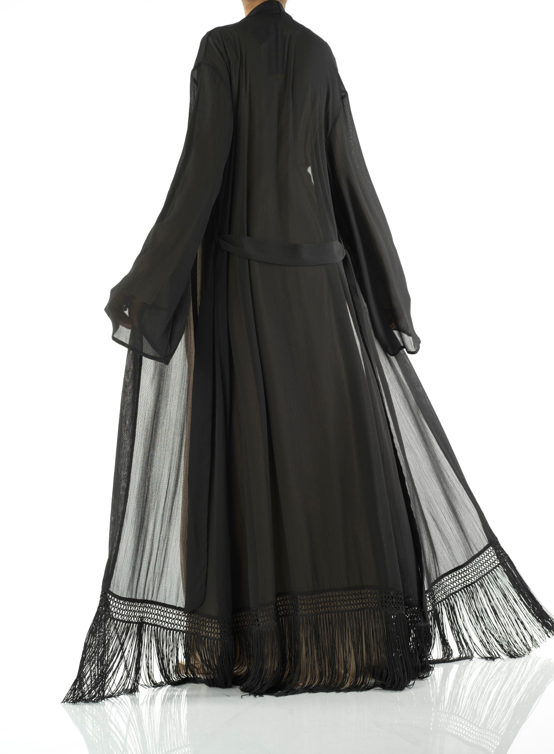 Effortlessly chic fringe cardigan abaya Kabayare